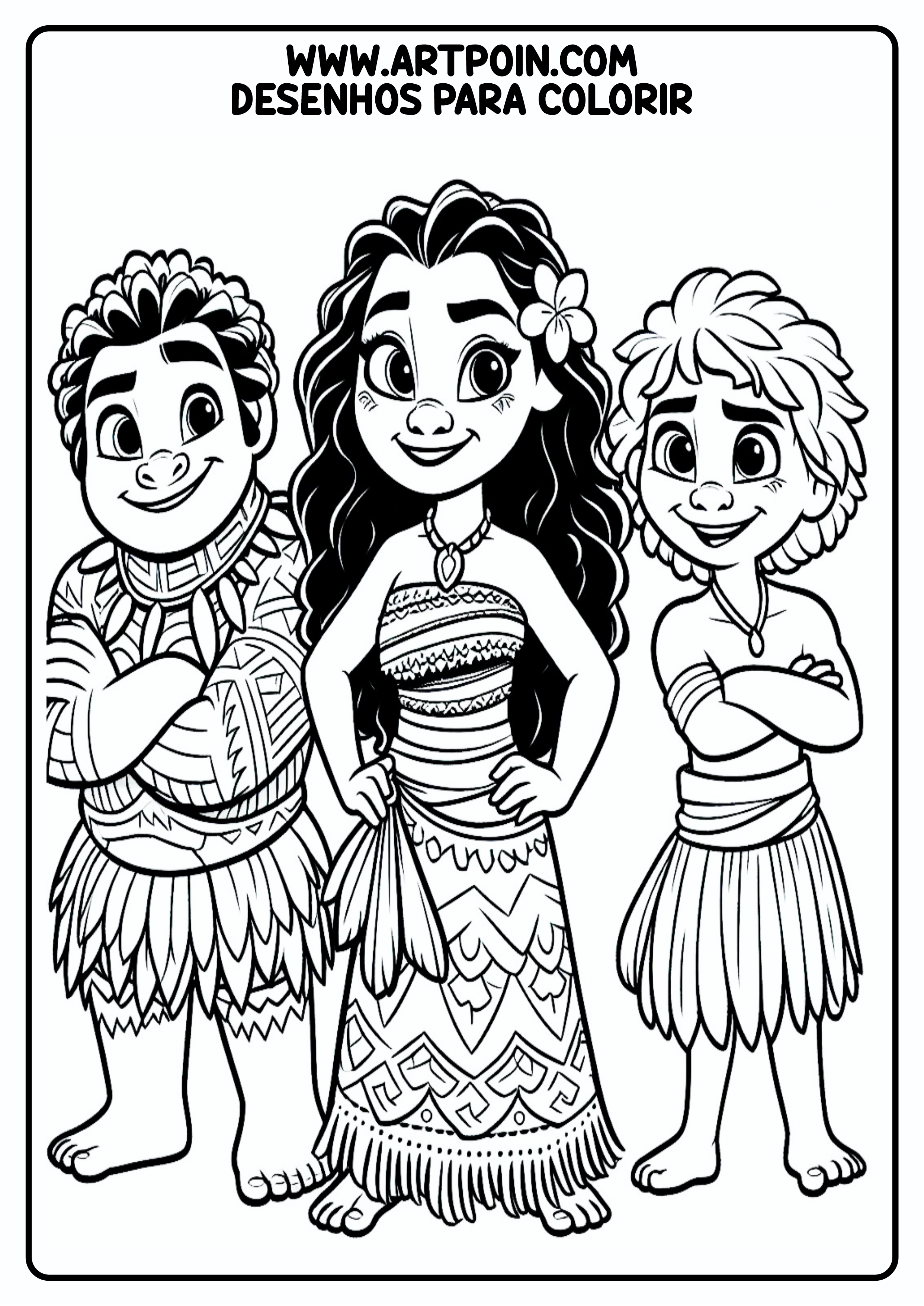 Moana atividades desenho para colorir pronto para imprimir coloring page cenário praia coqueiros infantil personagens png