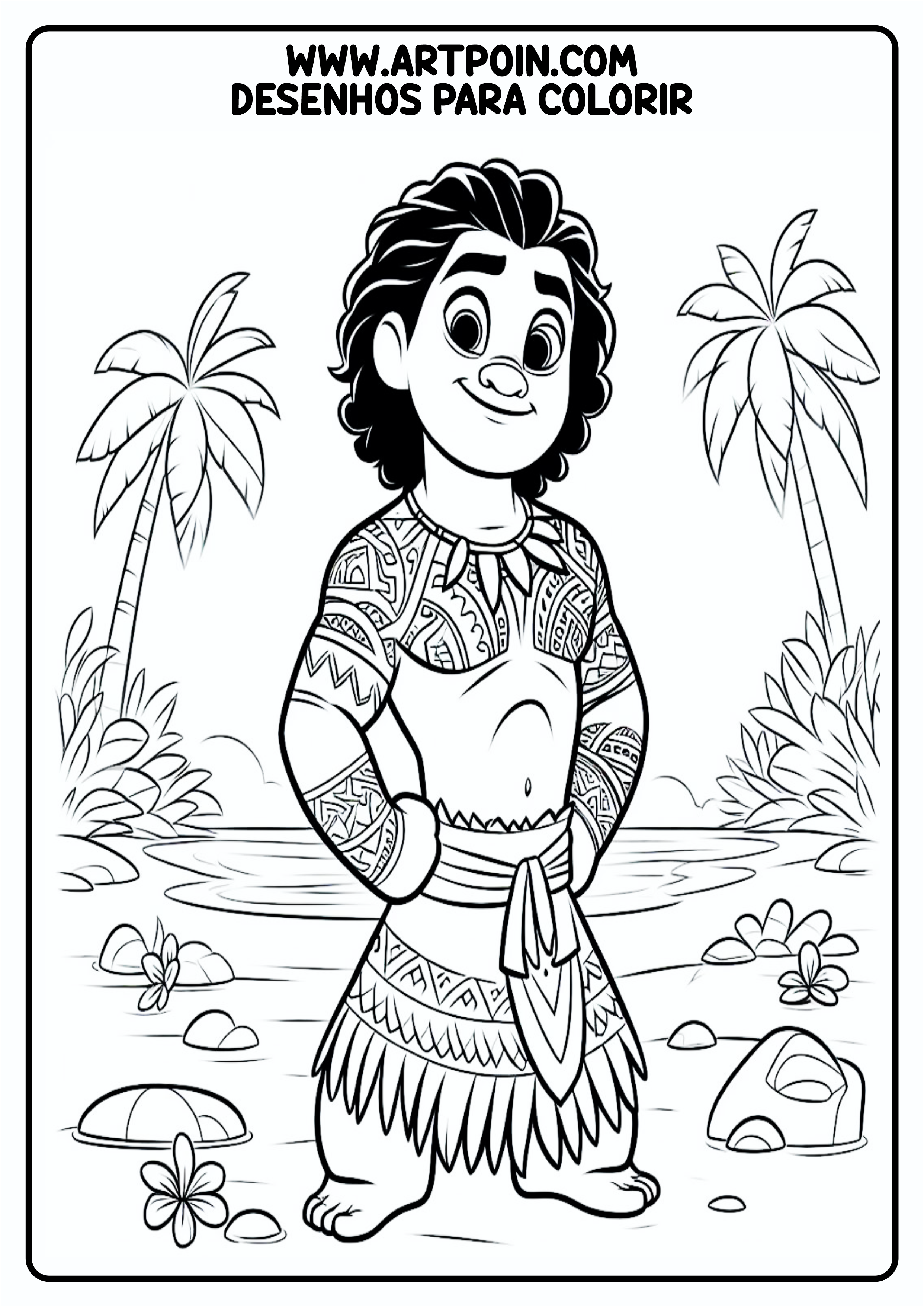 Desenhos escolares para colorir Moana personagem Maui infantil png