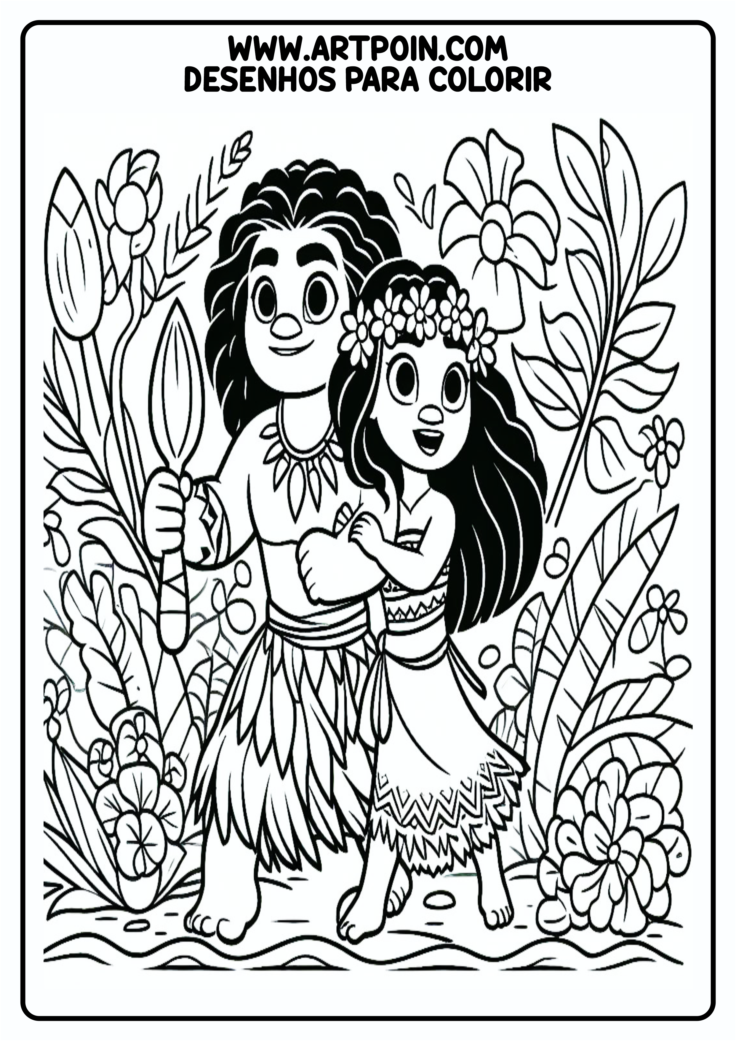 Desenhos escolares para colorir Moana personagem infantil Disney Maui cenário png