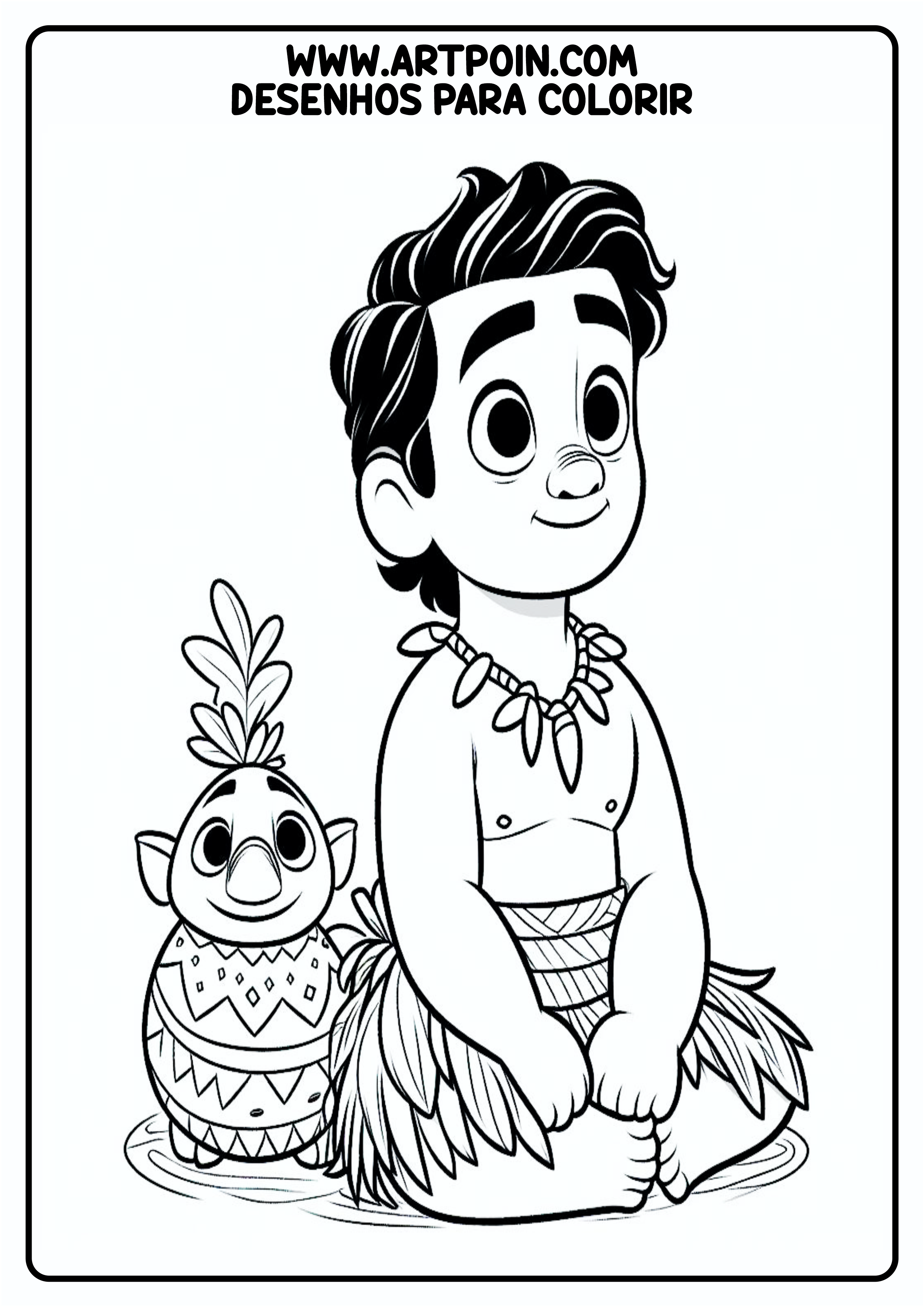 Desenho para colorir Moana pronto para imprimir personagem infantil Disney artes visuais png