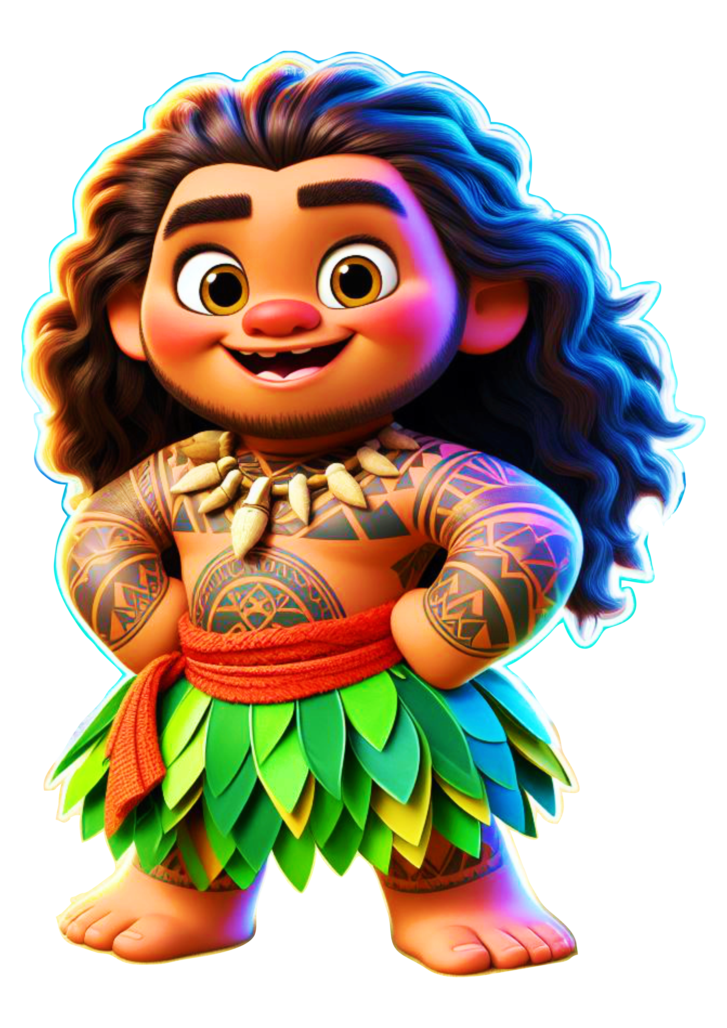 Maui personagem Disney Moana desenho infantil fundo transparente ilustração filme para crianças png