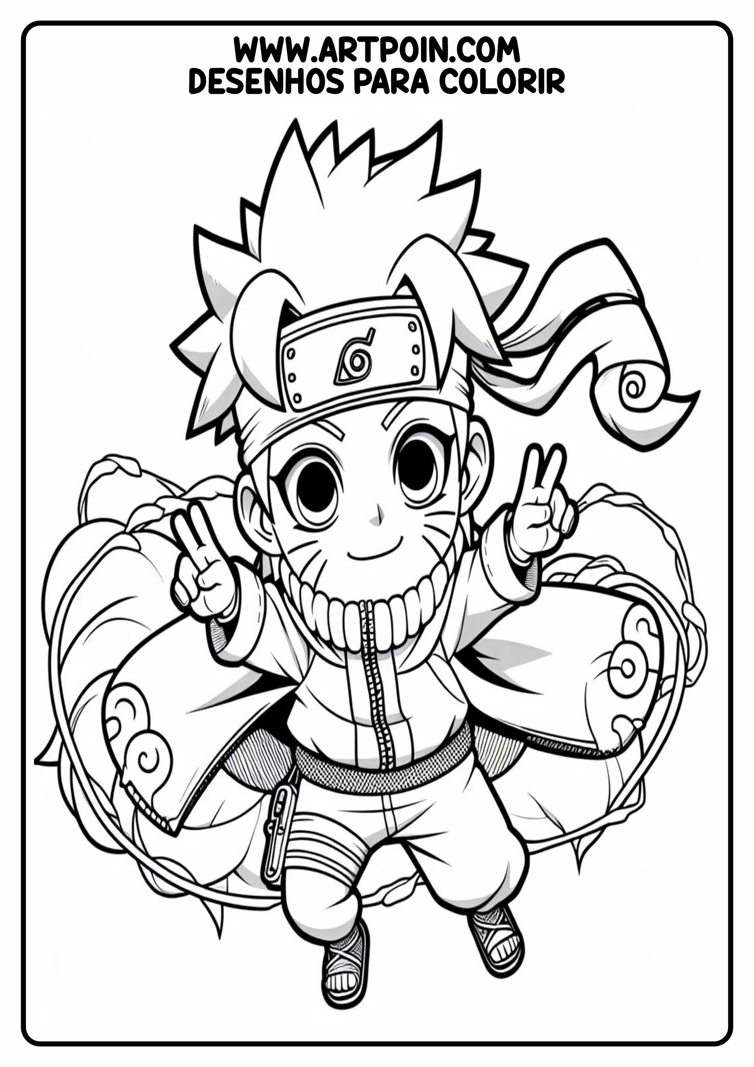 Desenho para colorir Naruto clássico personagem fictício para imprimir ninja infantil png