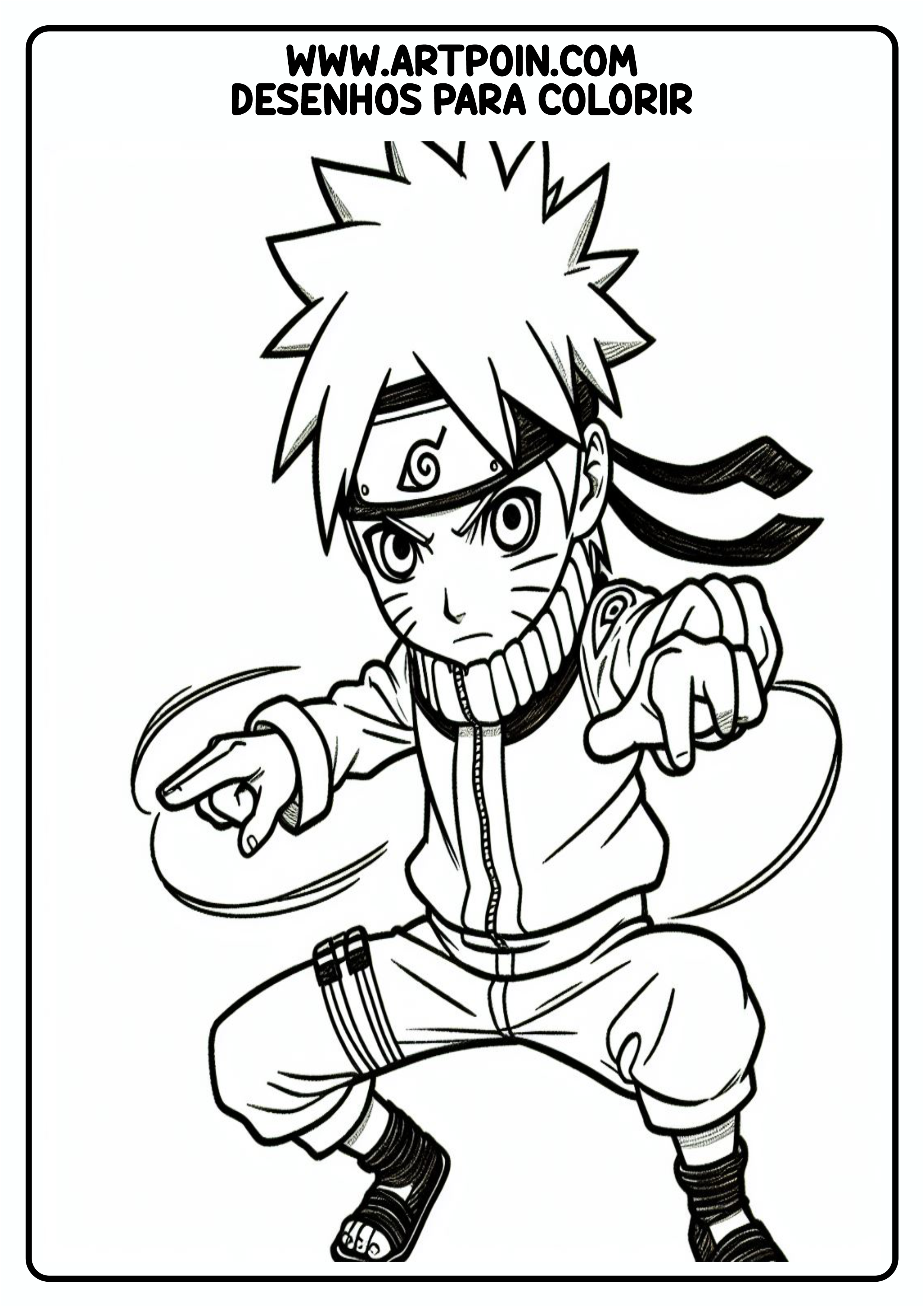 Desenho para colorir Naruto clássico personagem fictício para imprimir ninja infantil atividade png
