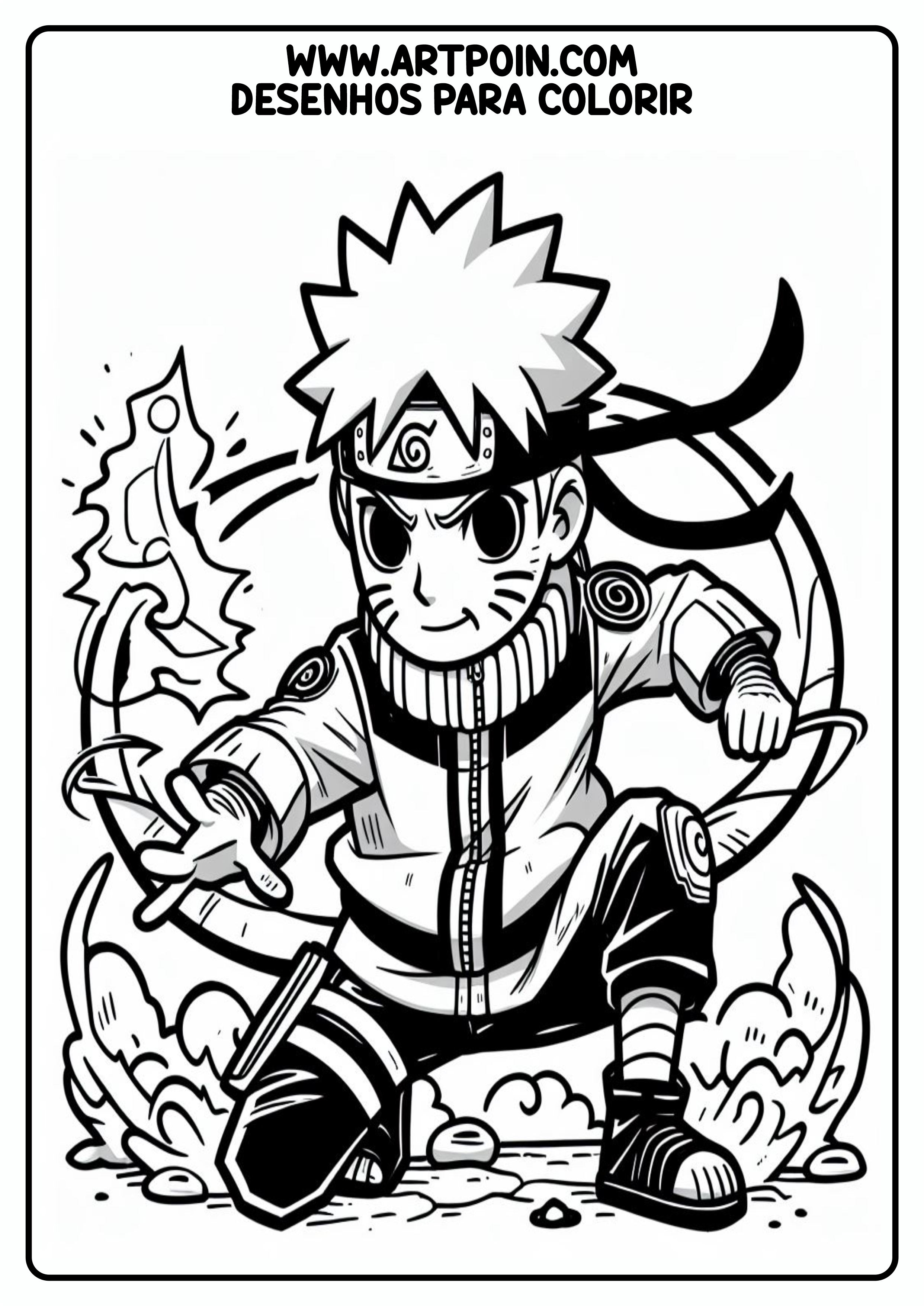 Desenho para colorir Naruto clássico personagem fictício para imprimir ninja infantil atividade escolinha png