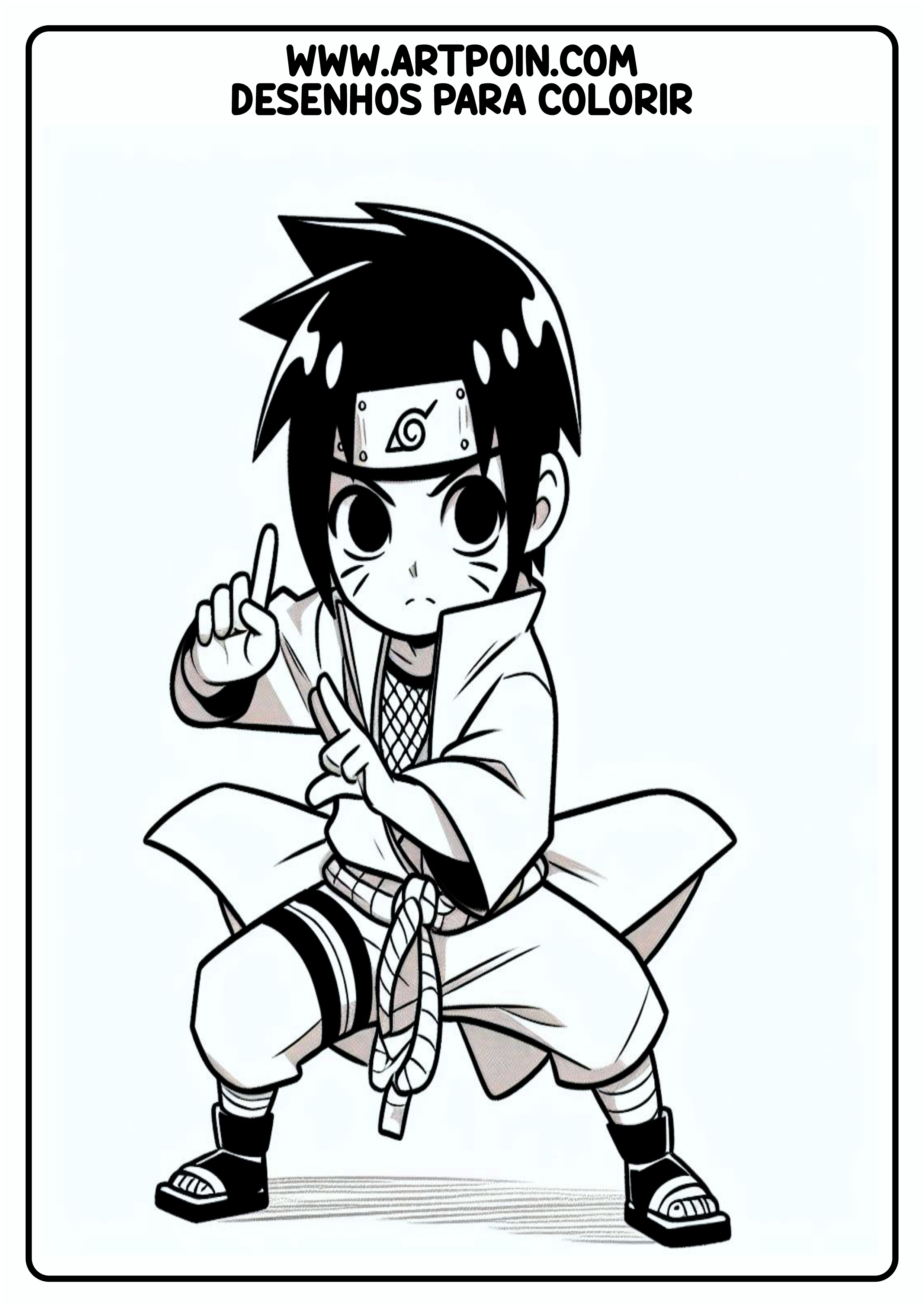 Personagem para colorir Naruto ninja artes gráficas papelaria para imprimir konoha anime japonês ilustração cute png