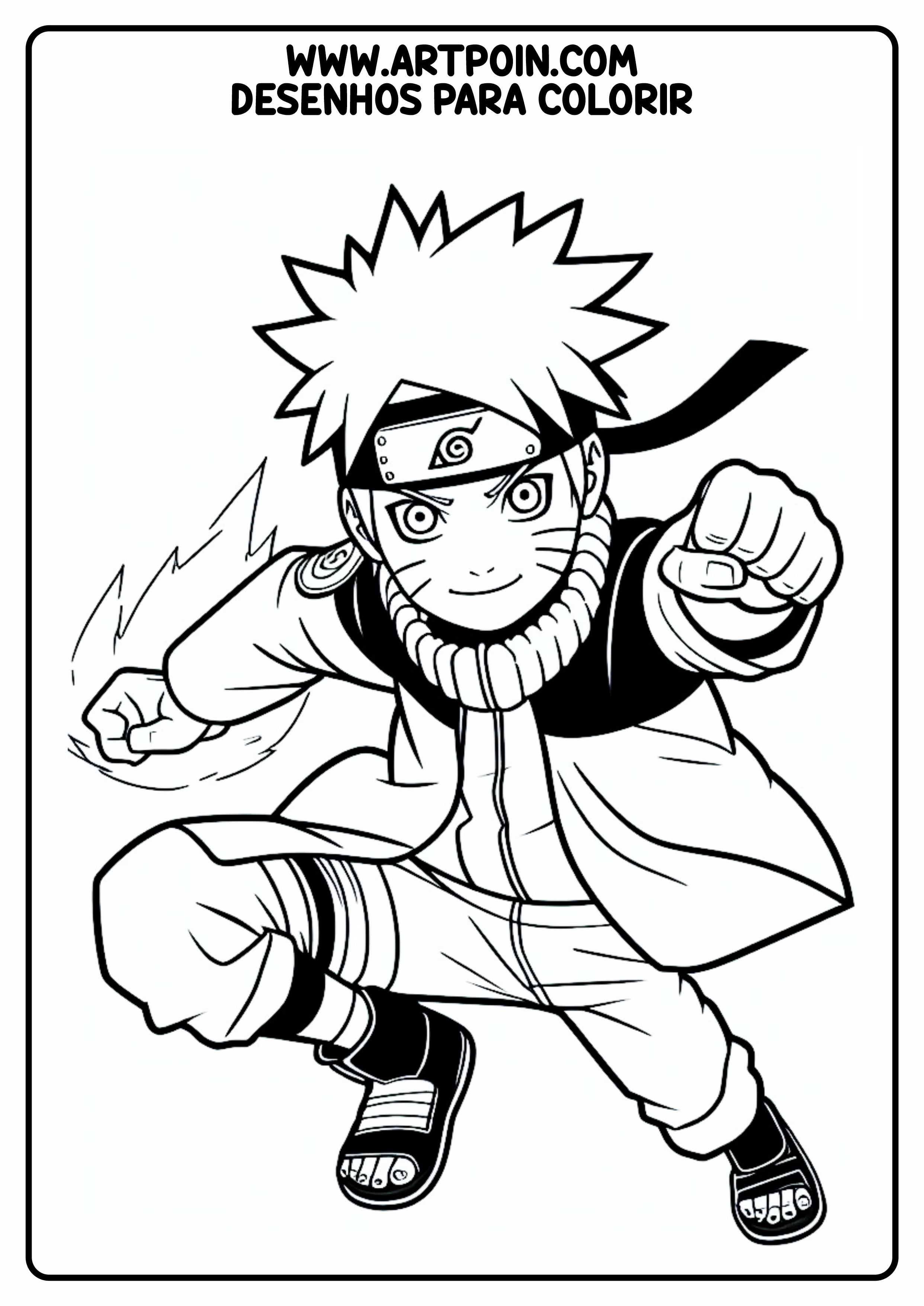 Desenho para colorir Naruto clássico png
