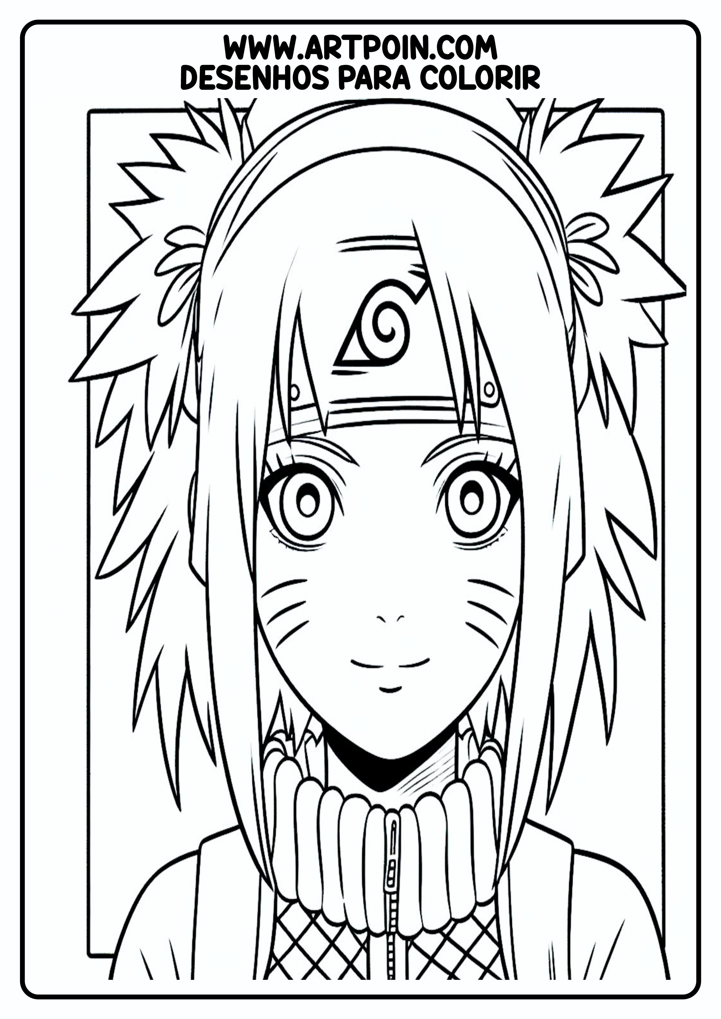 Desenho para colorir Naruto clássico cenário personagem feminina png