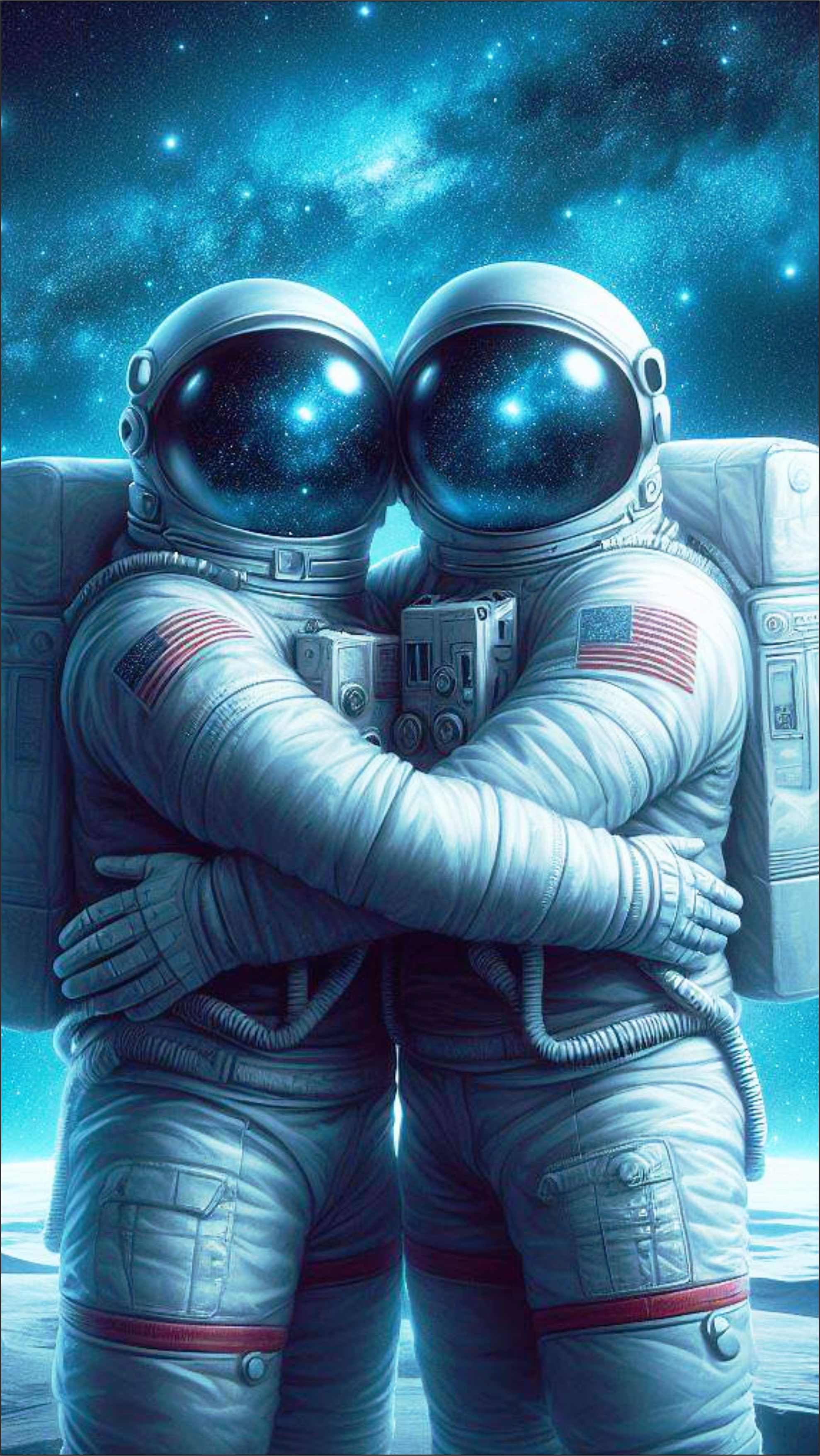 Papel de parede para celular casal de astronautas no universo artes gráficas png