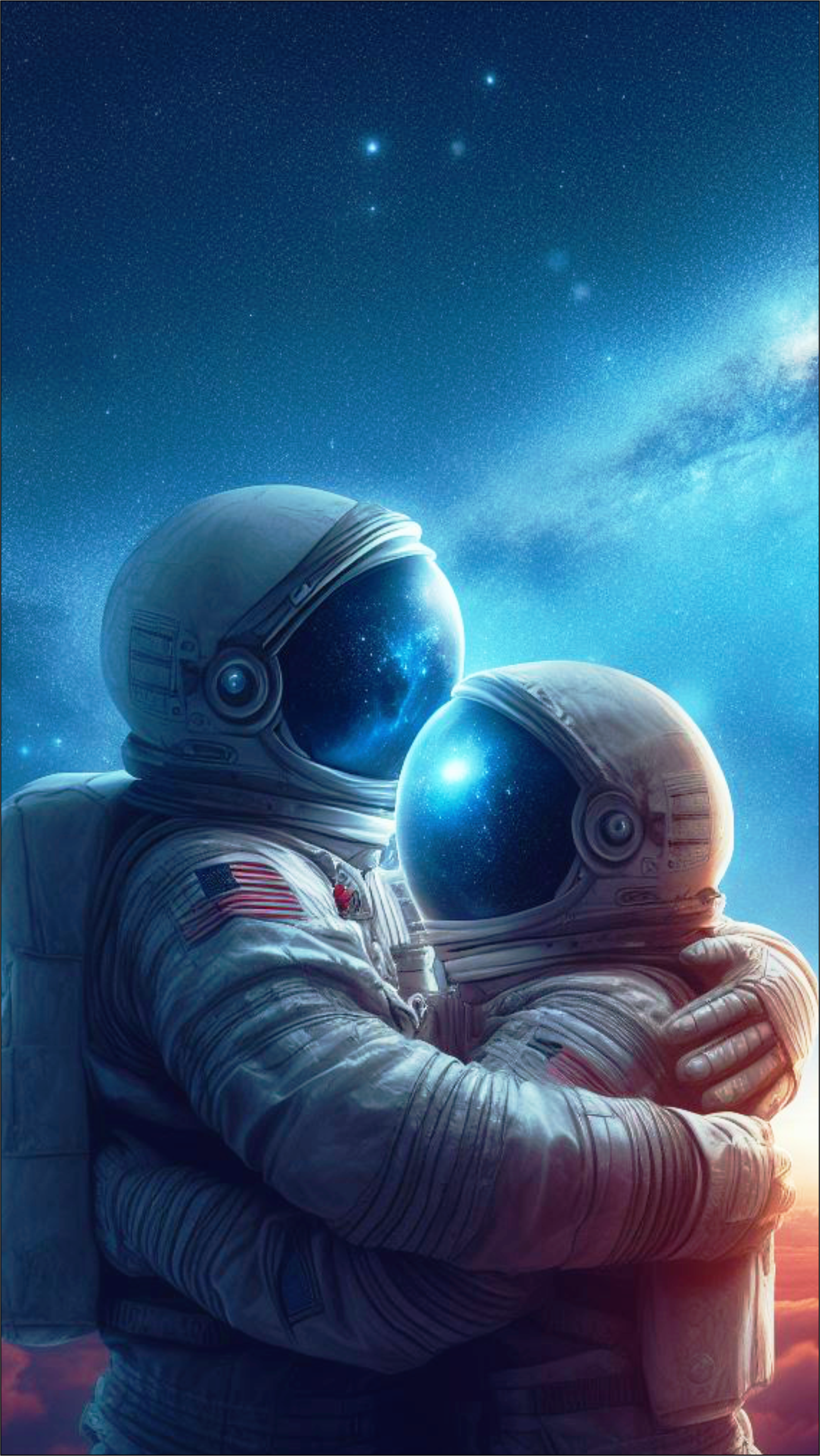 Papel de parede para celular casal de astronautas no universo png
