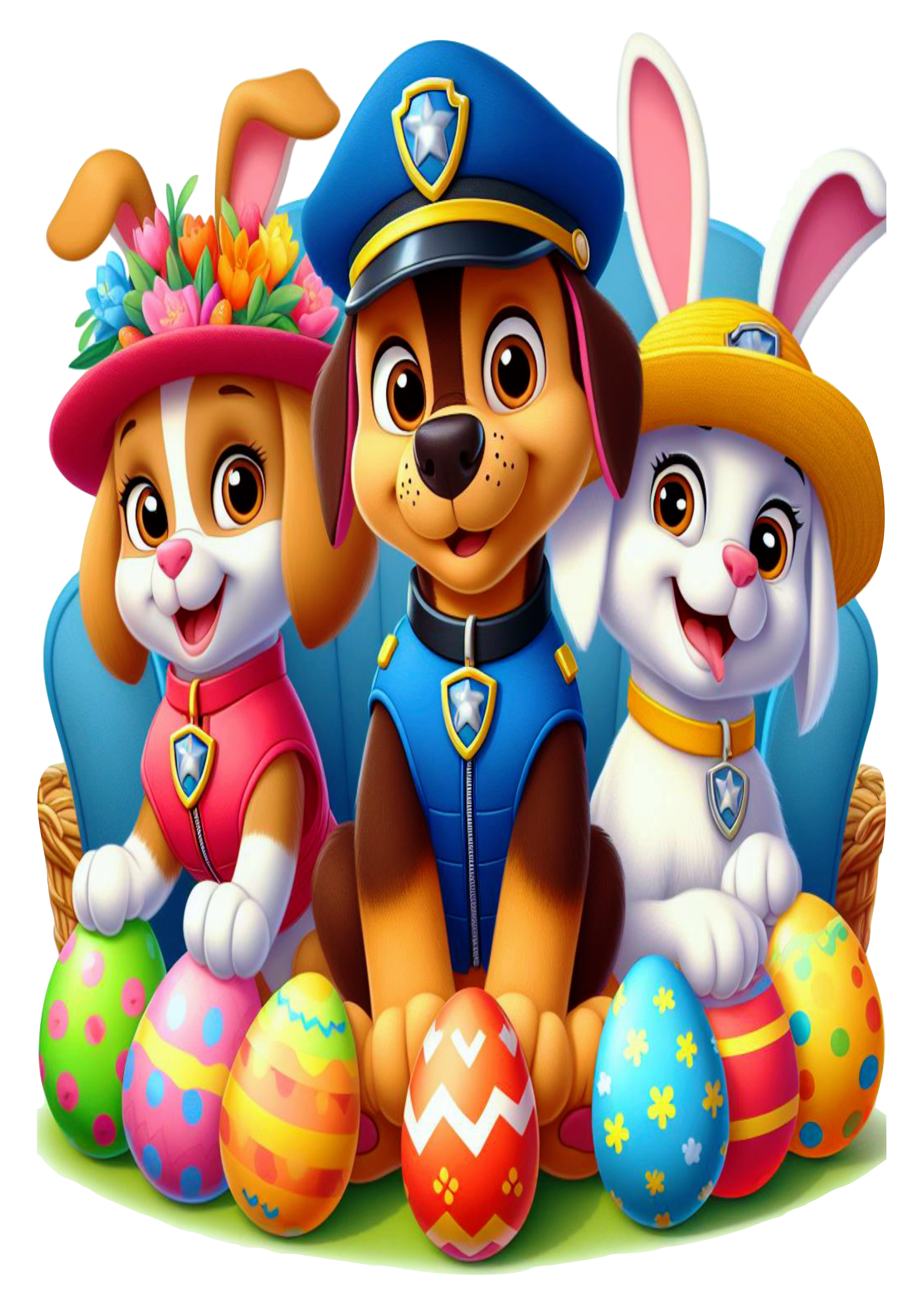 Feliz páscoa patrulha canina happy easter paw patrol cachorrinho ovos de chocolate vetor png