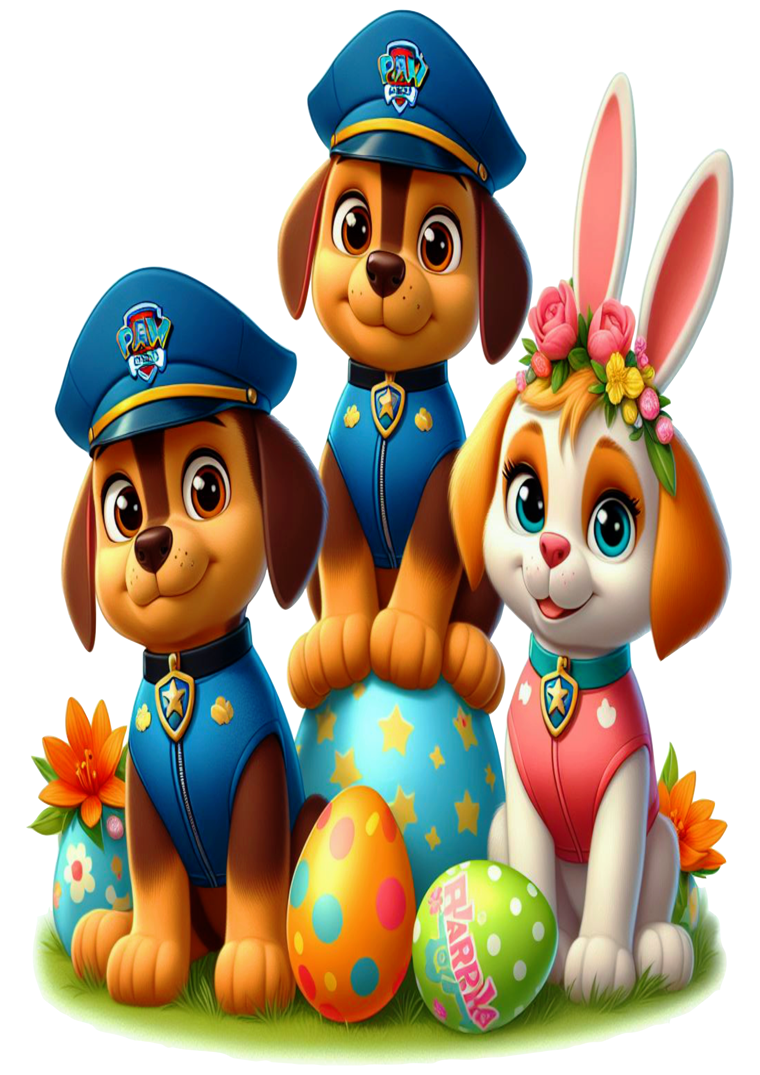 Feliz páscoa patrulha canina happy easter paw patrol cachorrinho ovos de chocolate ilustração png