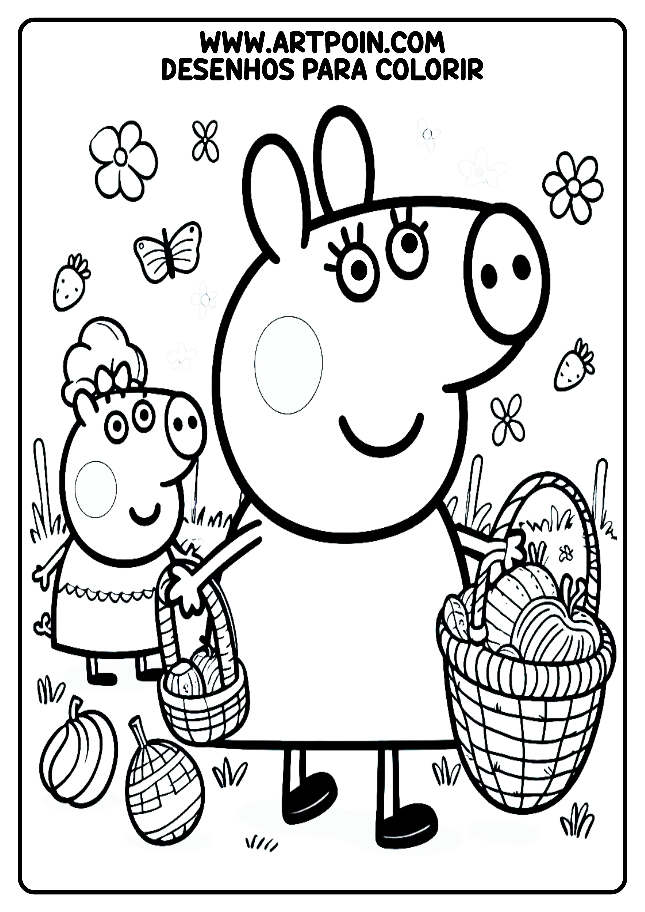 Desenho para colorir Peppa Pig infantil kids png