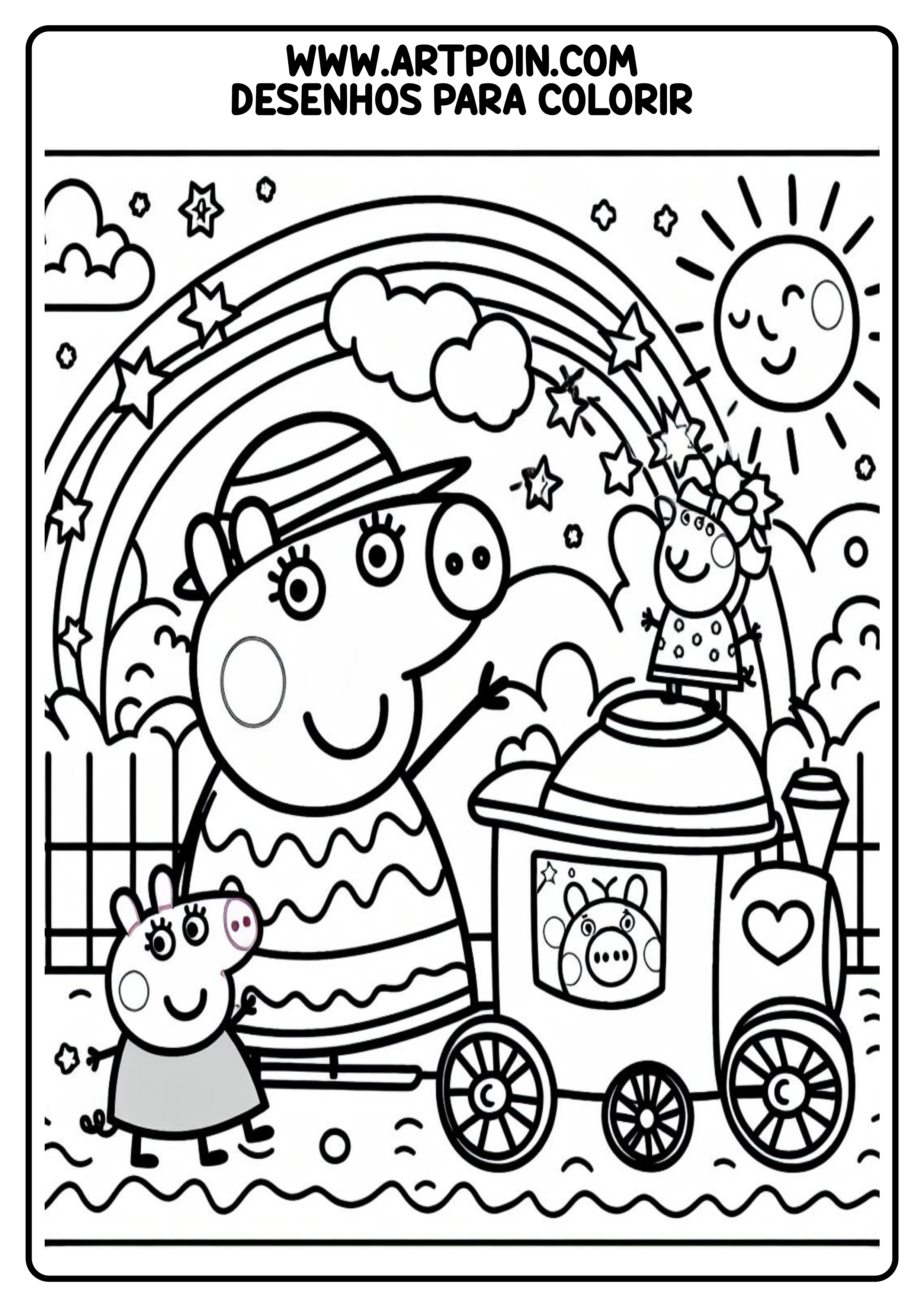Desenho para colorir Peppa Pig infantil kids atividade escolar alegria png
