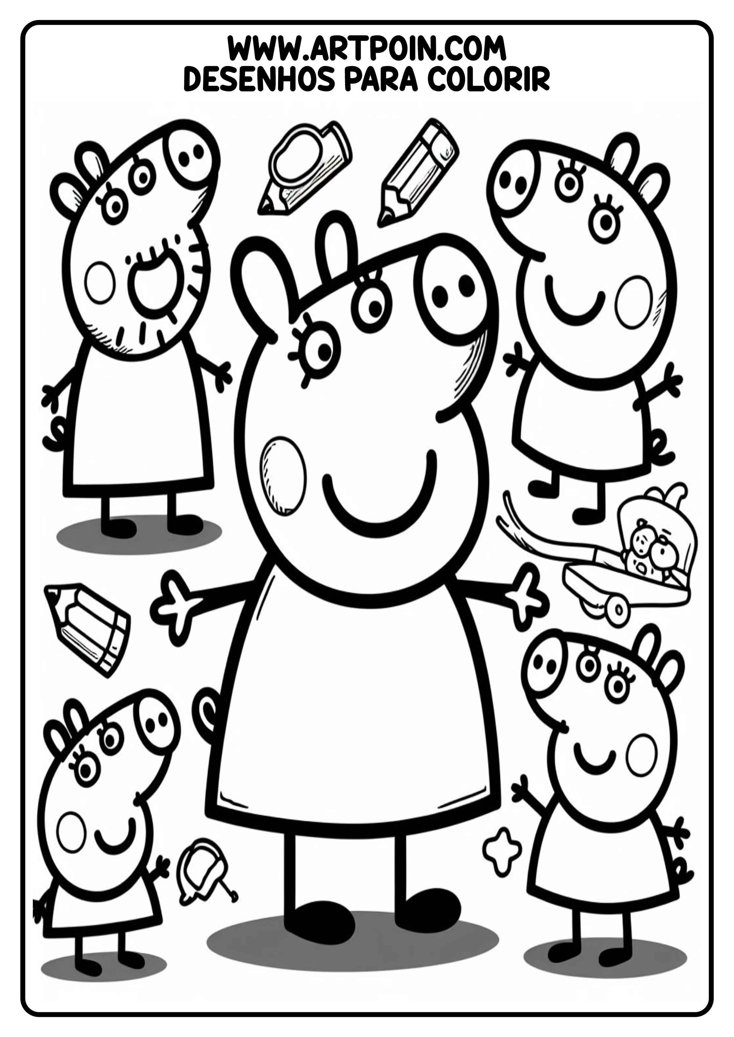 Peppa pig desenho para colorir para crianças kids artes gráficas png