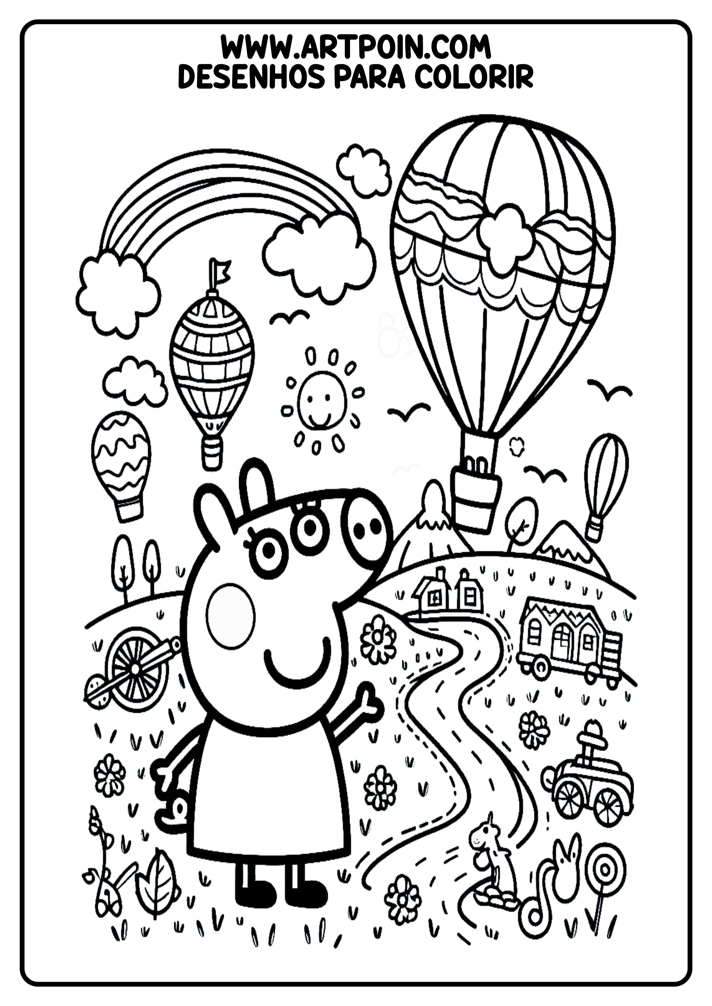 Peppa pig desenho para colorir para crianças kids coloring png