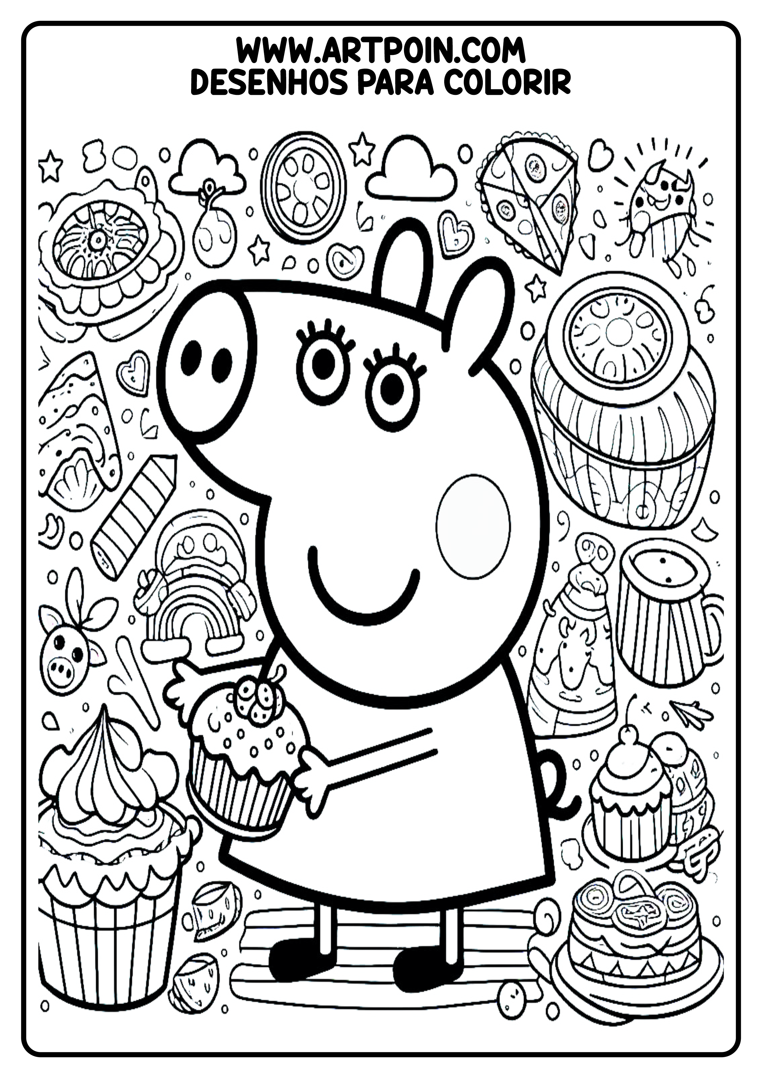 Peppa pig desenho para colorir para crianças kids coloring page png