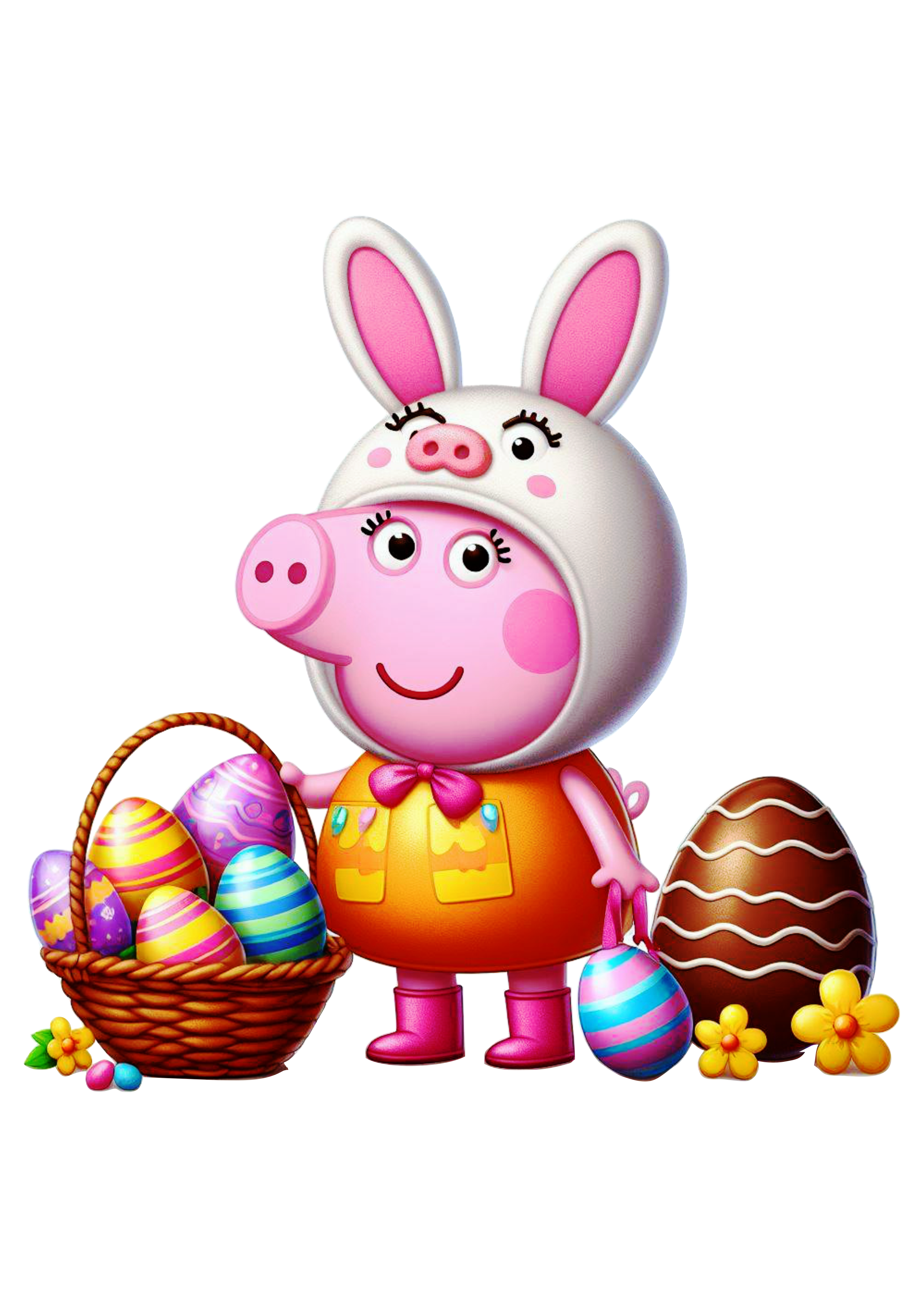 Peppa pig feliz páscoa fundo transparente ovos de chocolate decoração png