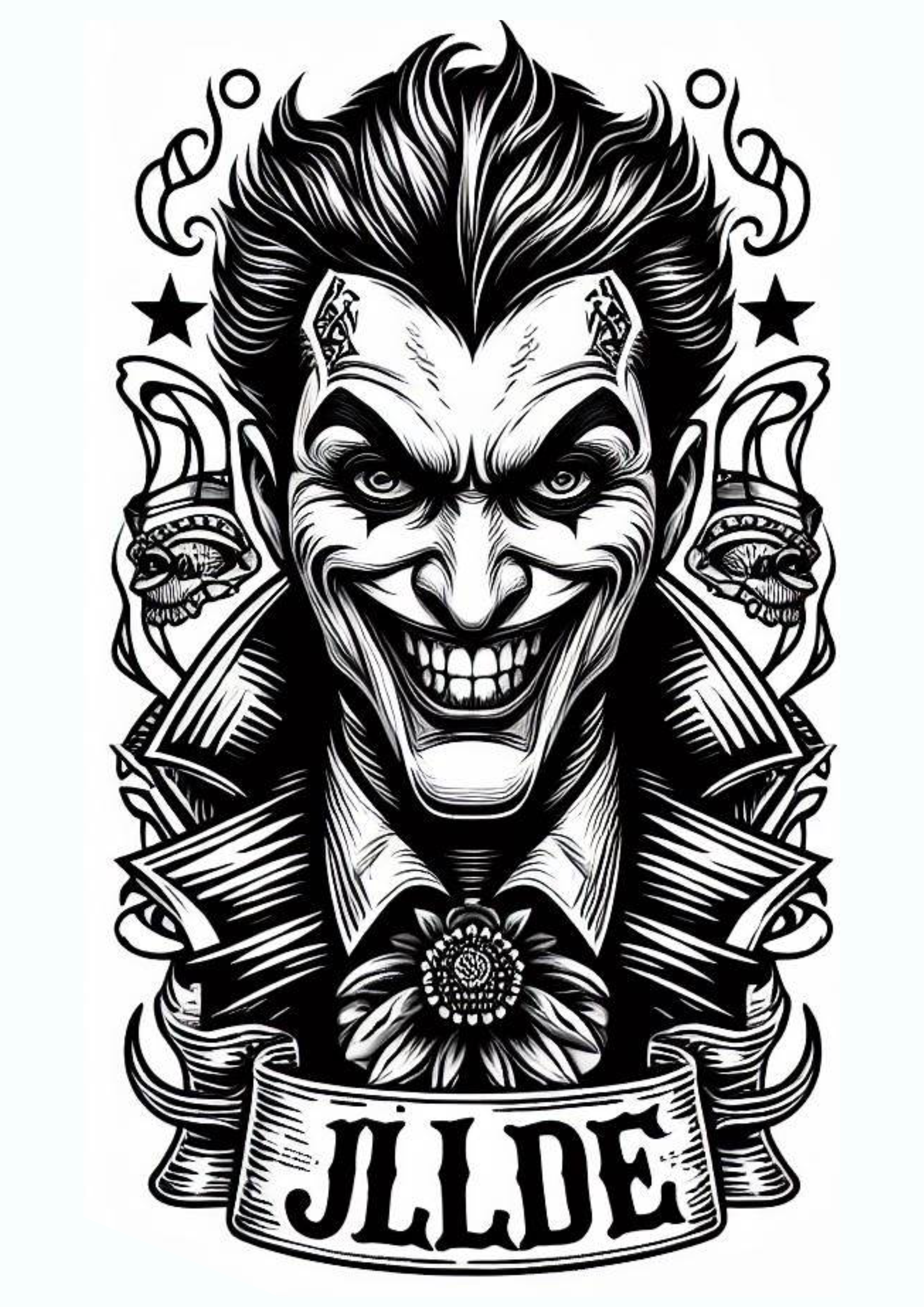 Tatuagem realista Coringa Joker desenho png
