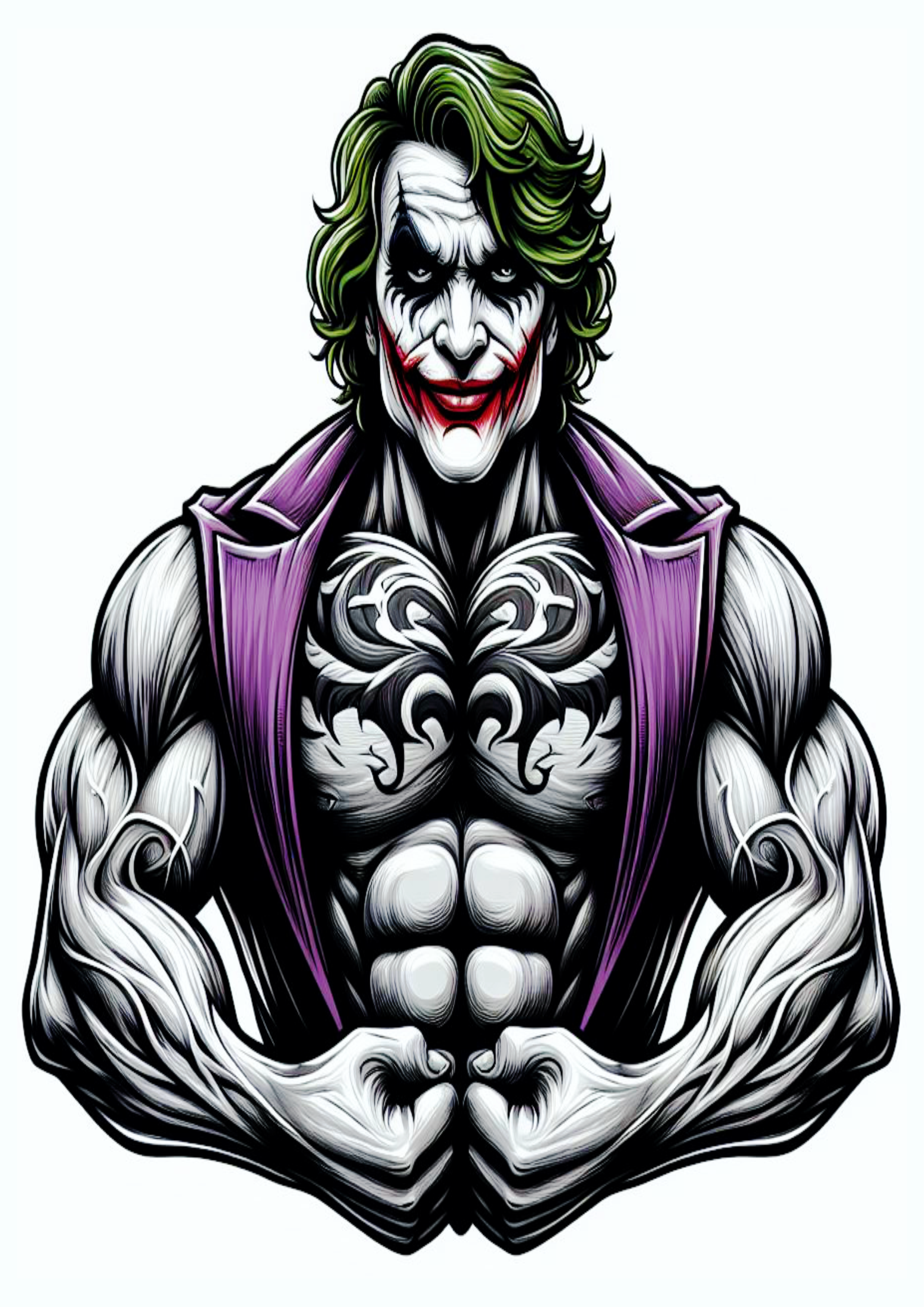 Tatuagem realista colorida Coringa Joker maromba png