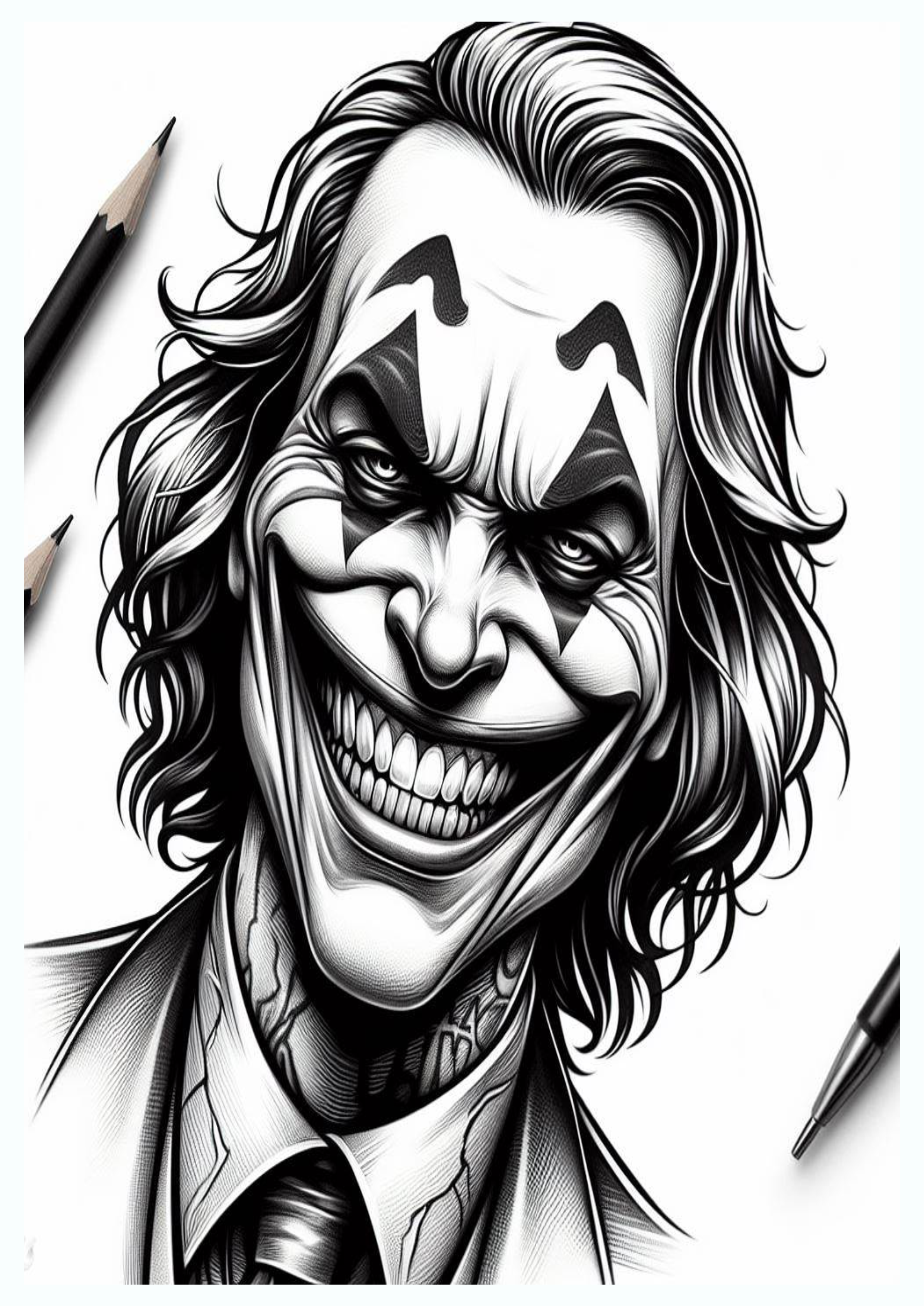 Desenho realista para tatuagem Joker Coringa png