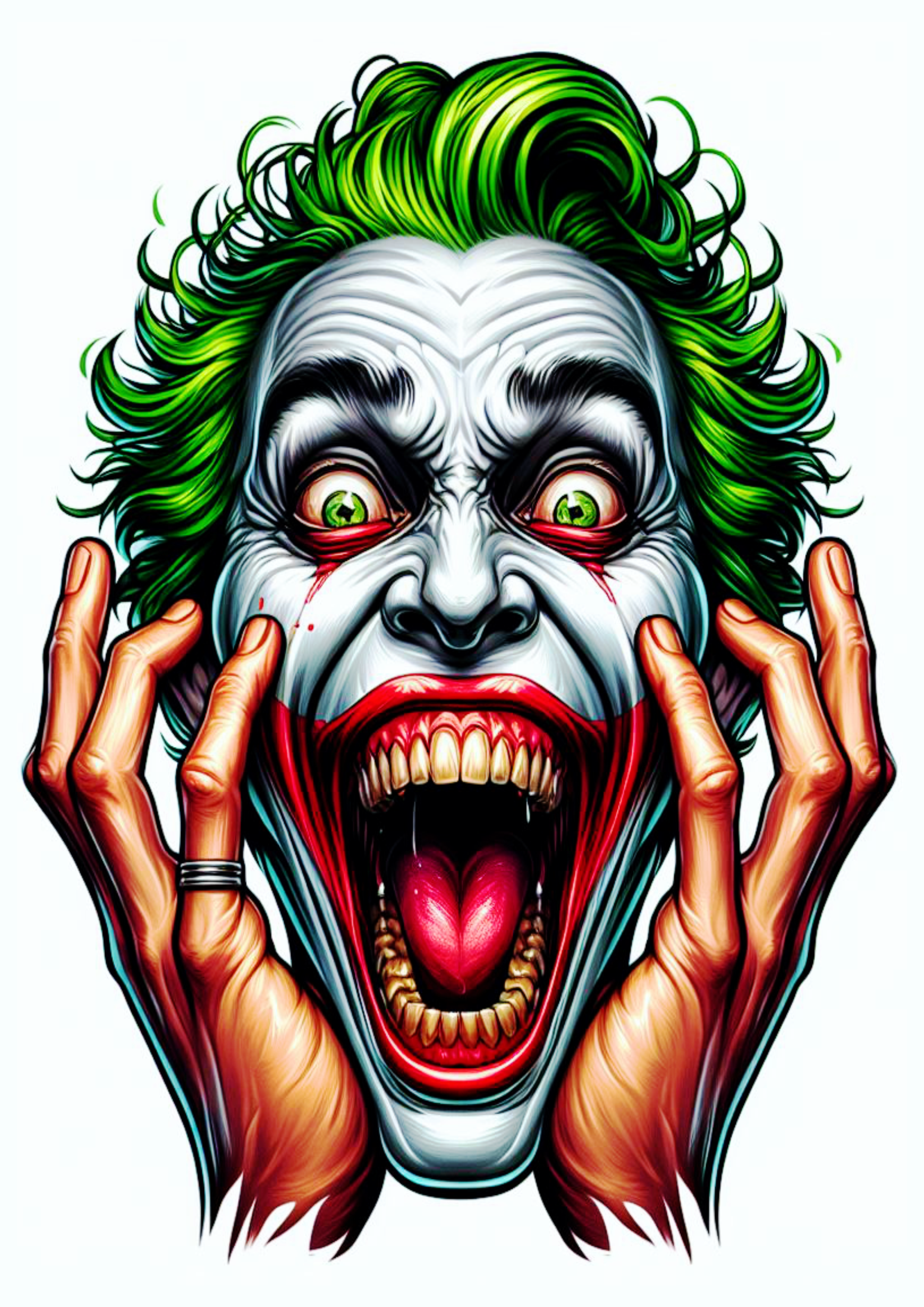 Desenho realista para tatuagem colorida Joker Coringa png
