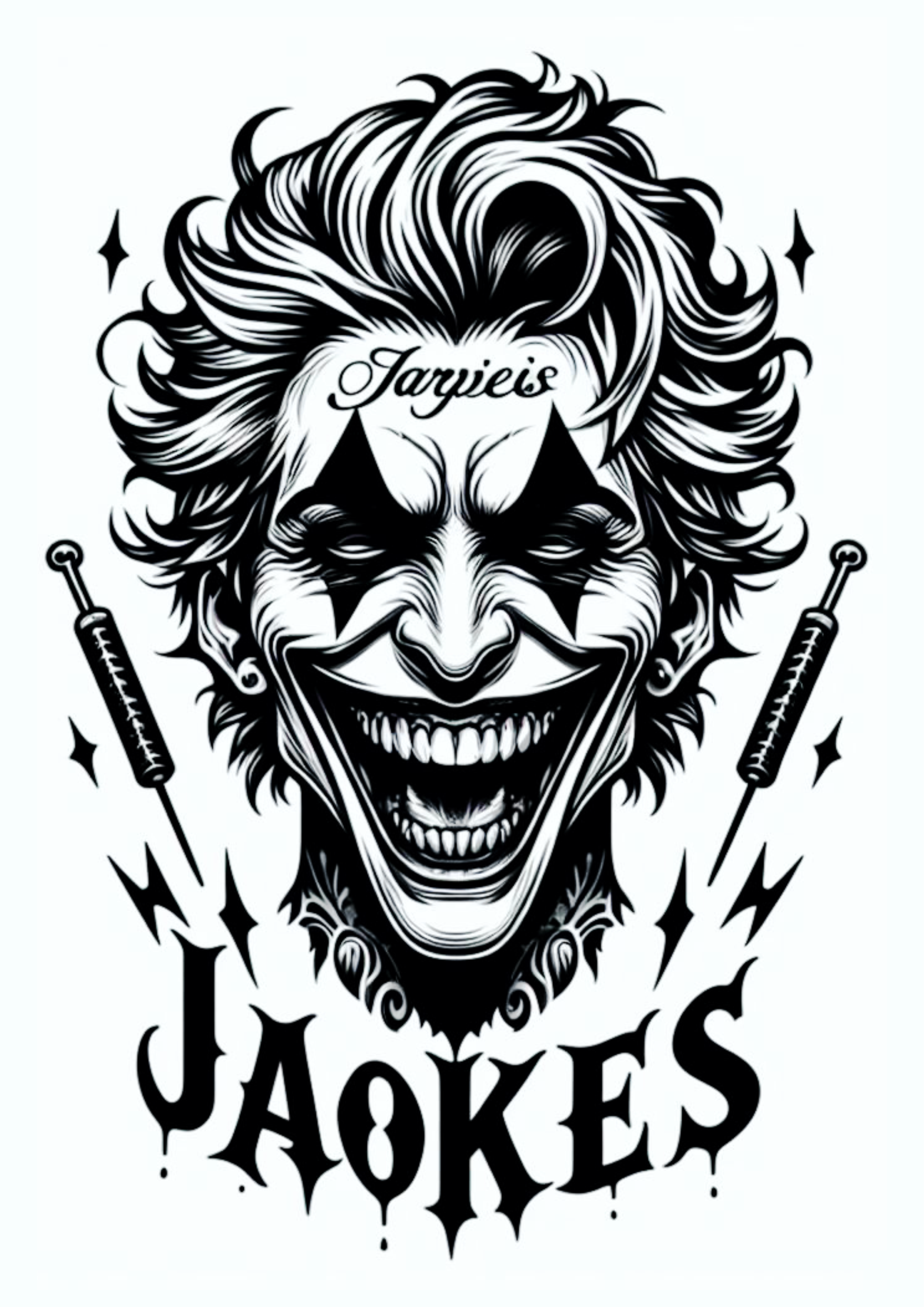 Desenho realista para tatuagem monocromática Joker Coringa png