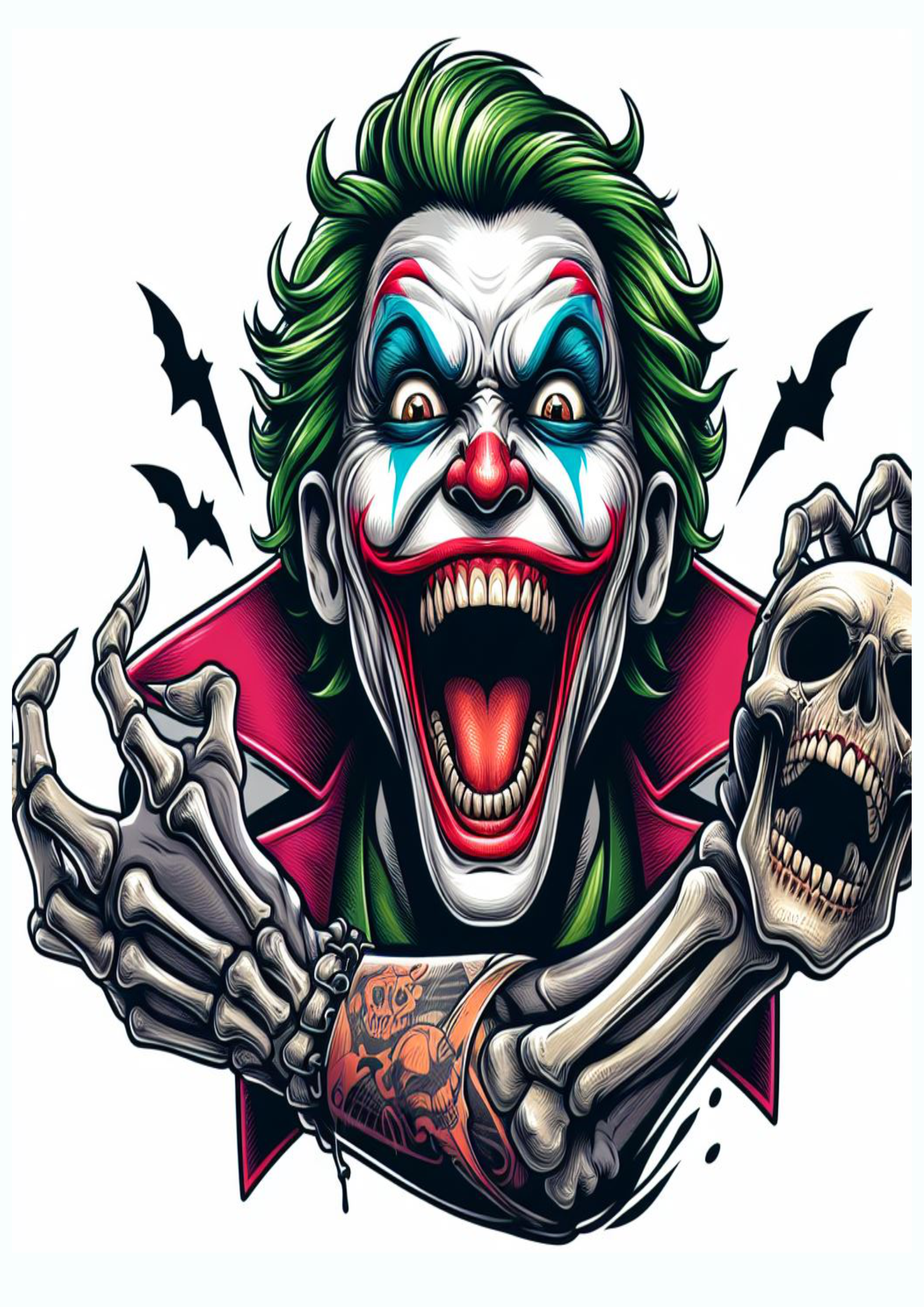 Desenho colorido ideal para tatuagem Coringa Joker png