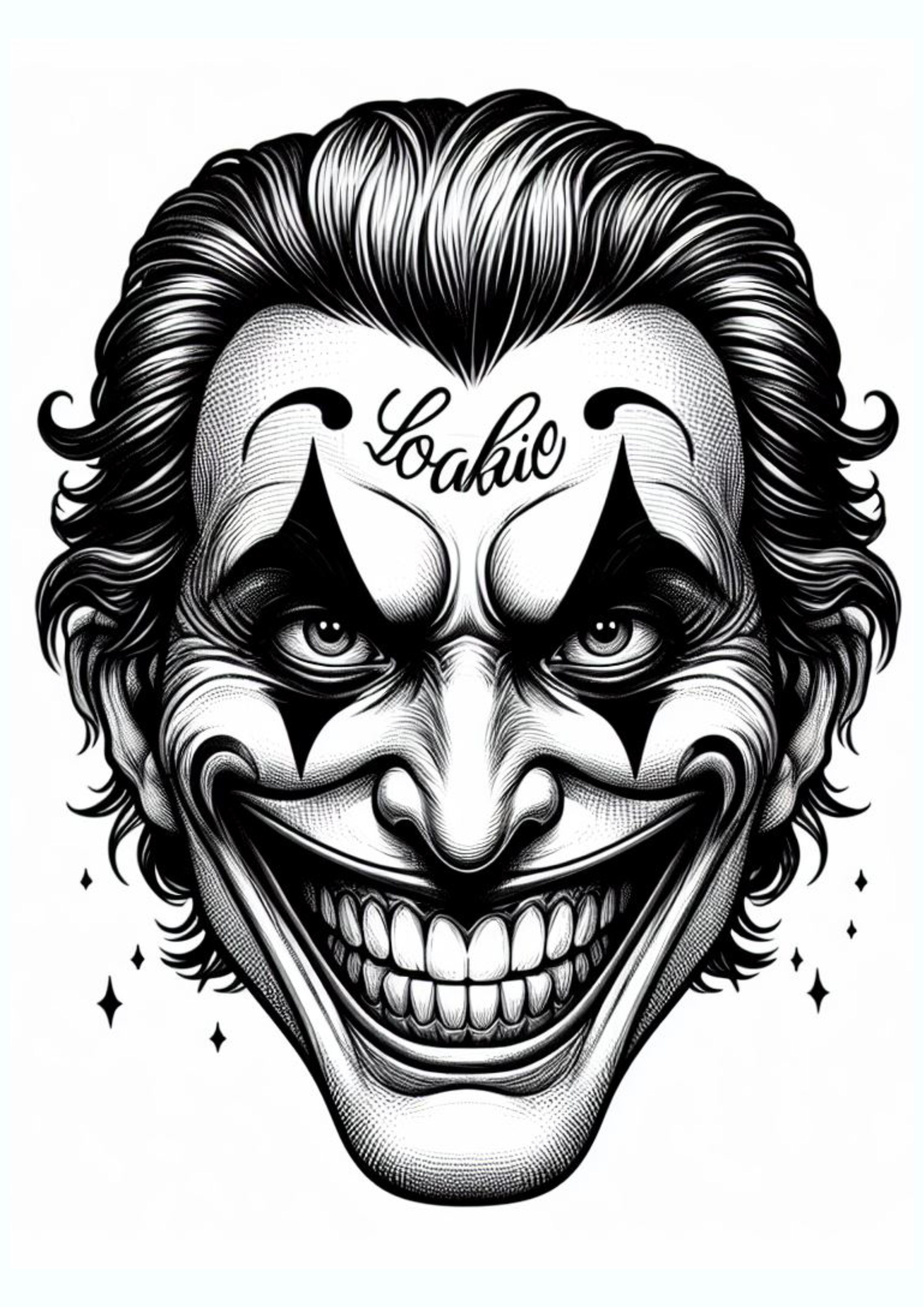 Desenho preto e branco ideal para tatuagem Coringa Joker png