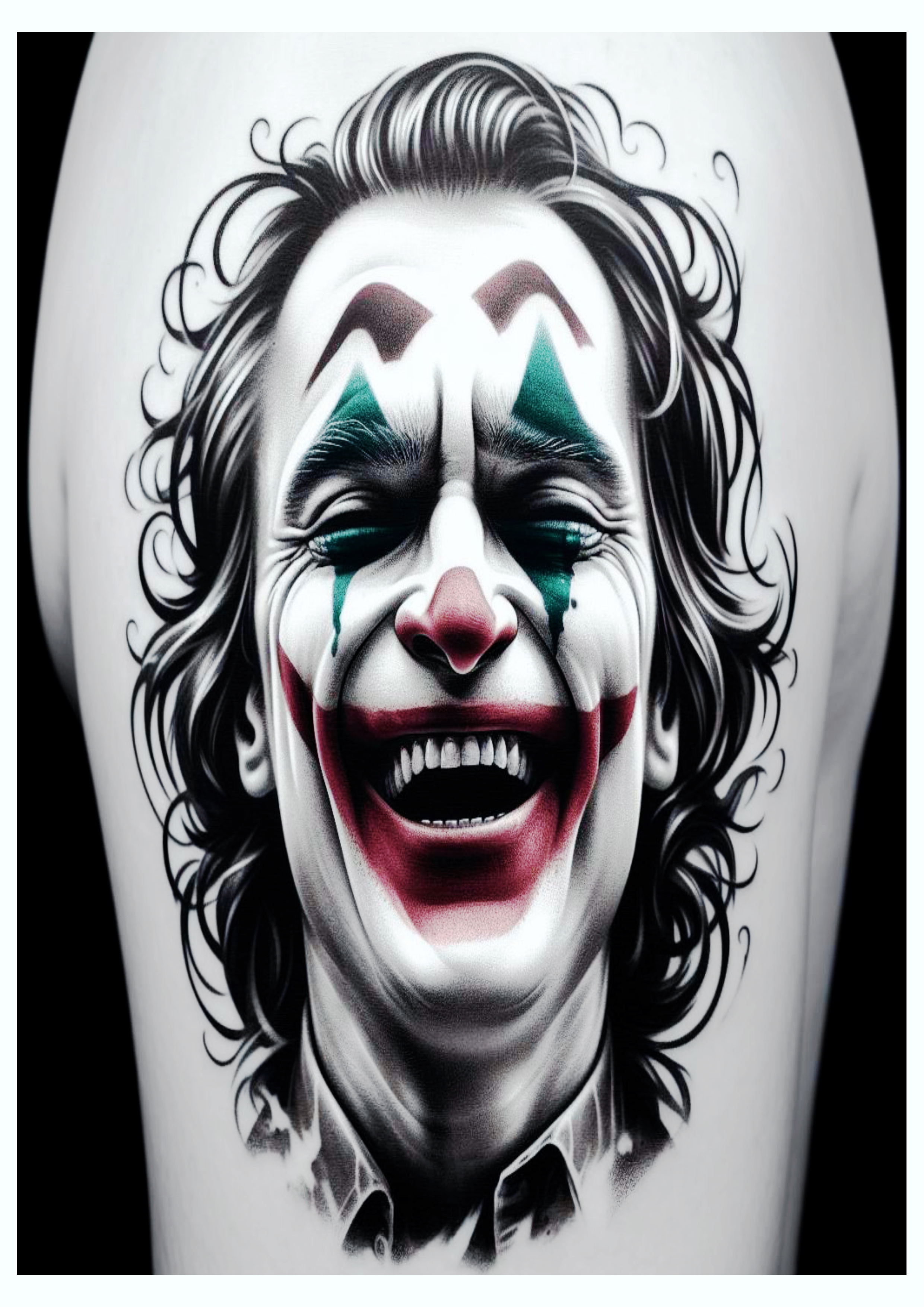 Coringa Joker tatuagem no braço realista desenho feito a mão png