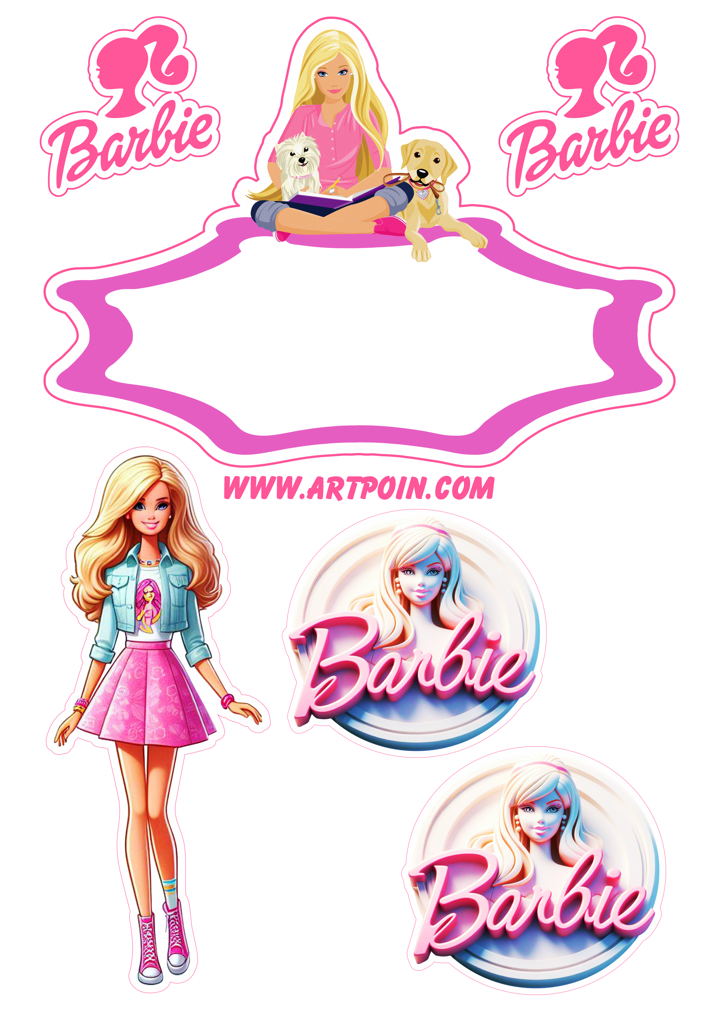 Topo de bolo Barbie Adolescente festa infantil png