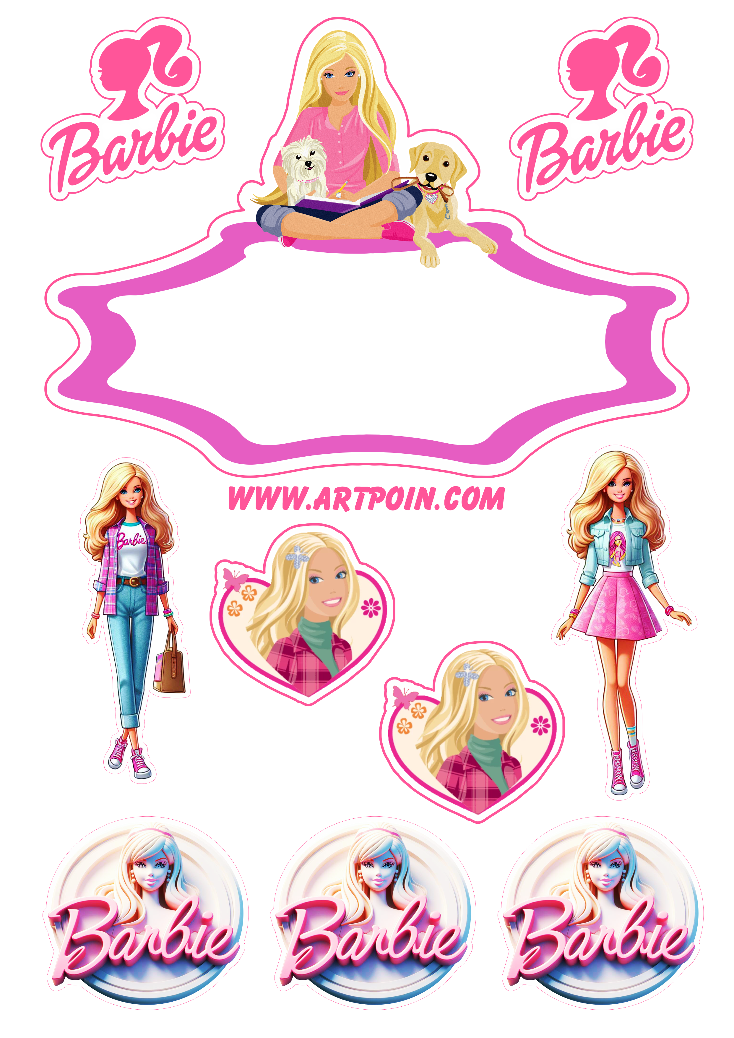 Topo de bolo Barbie Adolescente festa infantil rosa png