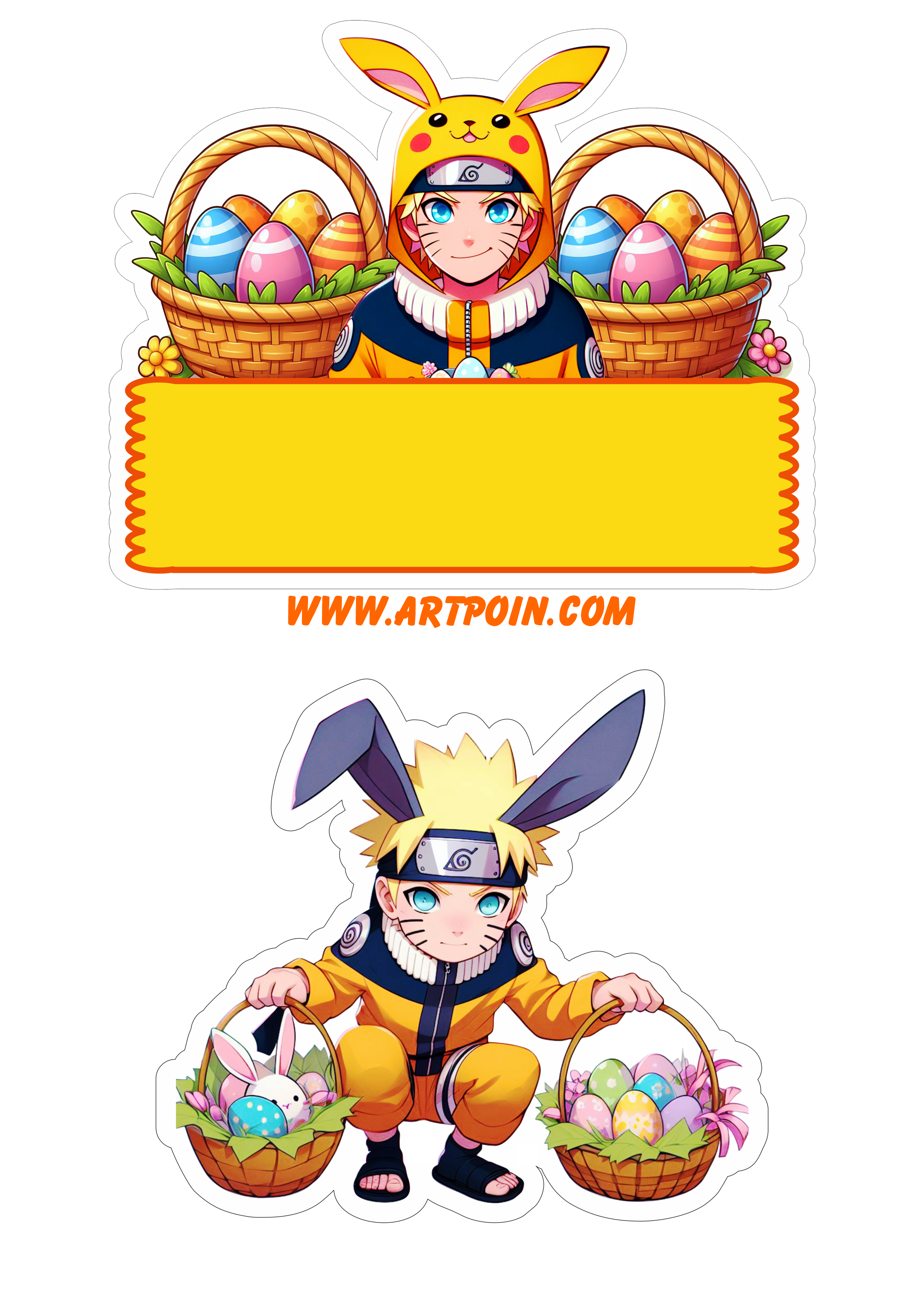 Feliz páscoa topo de bolo Naruto decoração de aniversário png