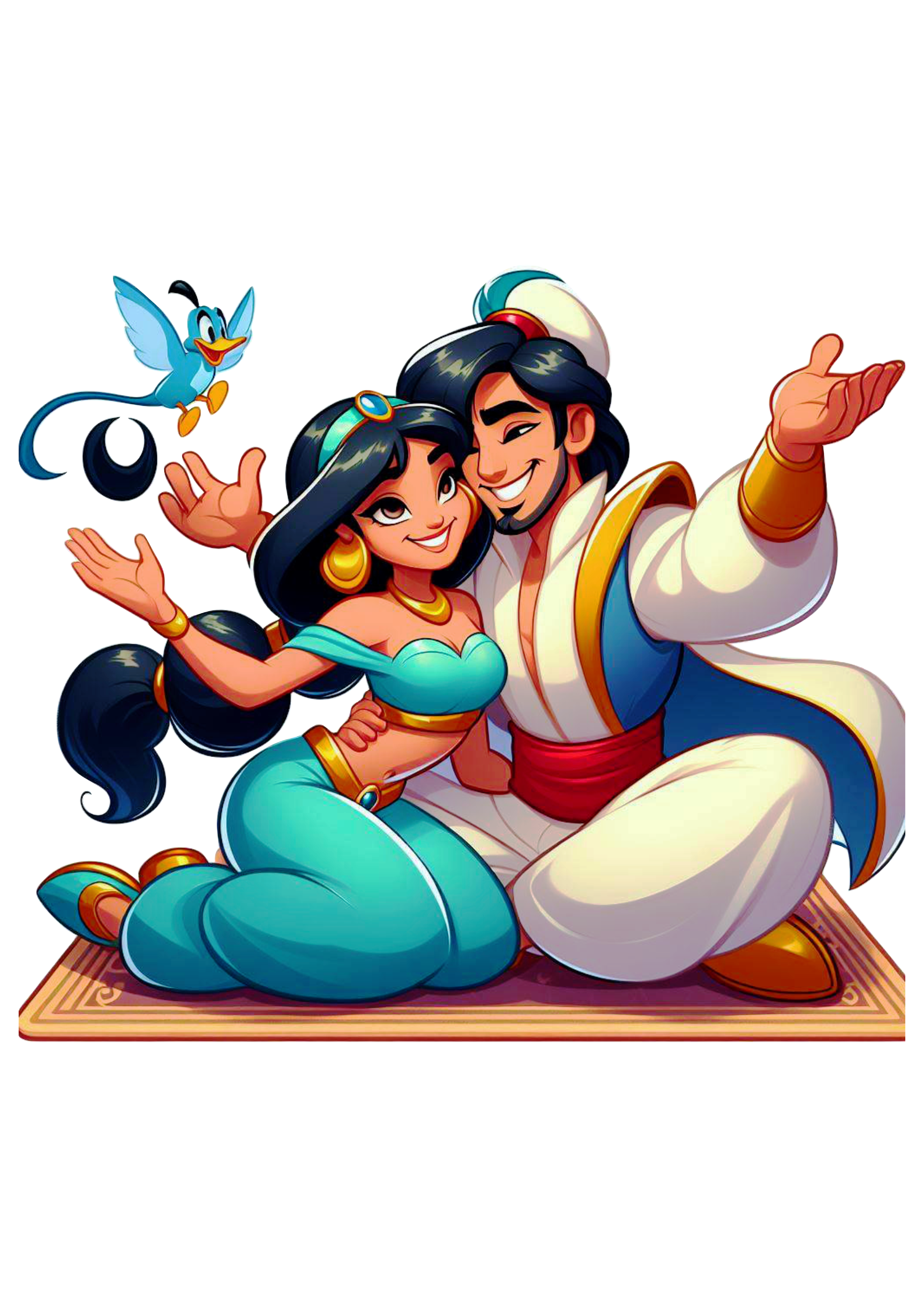 Aladdin e princesa Jasmine Disney cartoon pack de imagens png