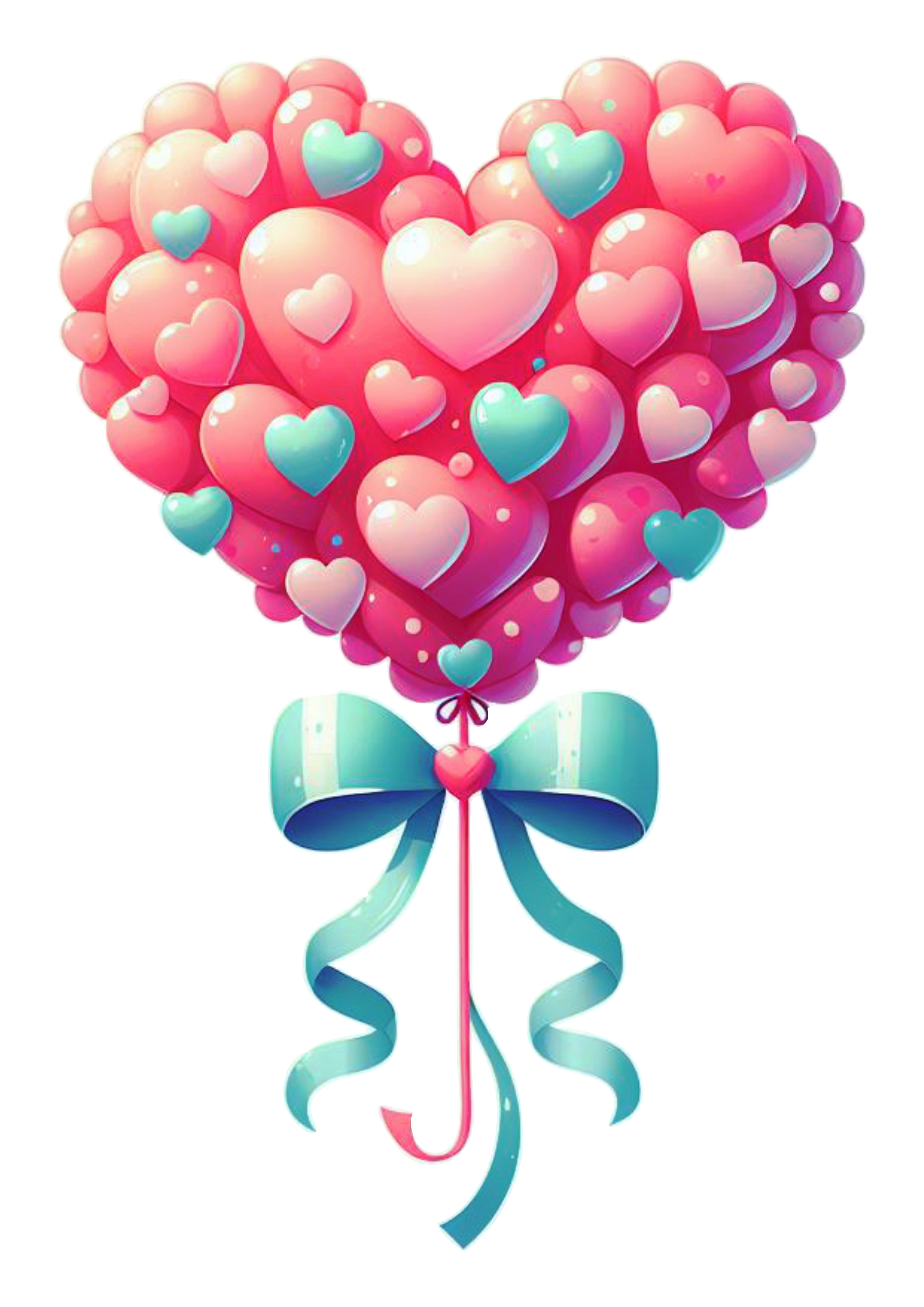 Balões em formato de coração fundo transparente png
