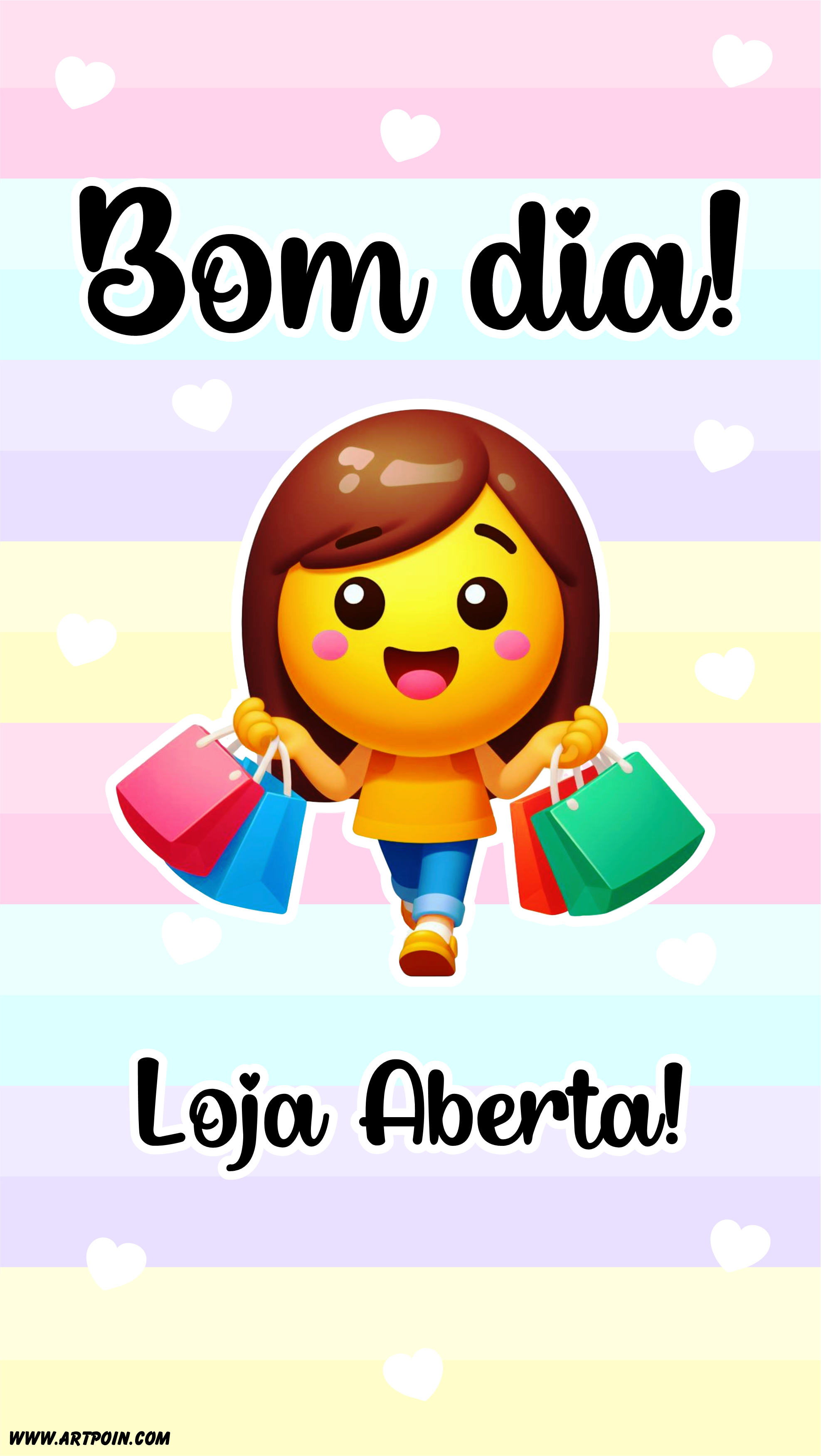 Arte para lojinha online Bom dia loja aberta emojis compras png