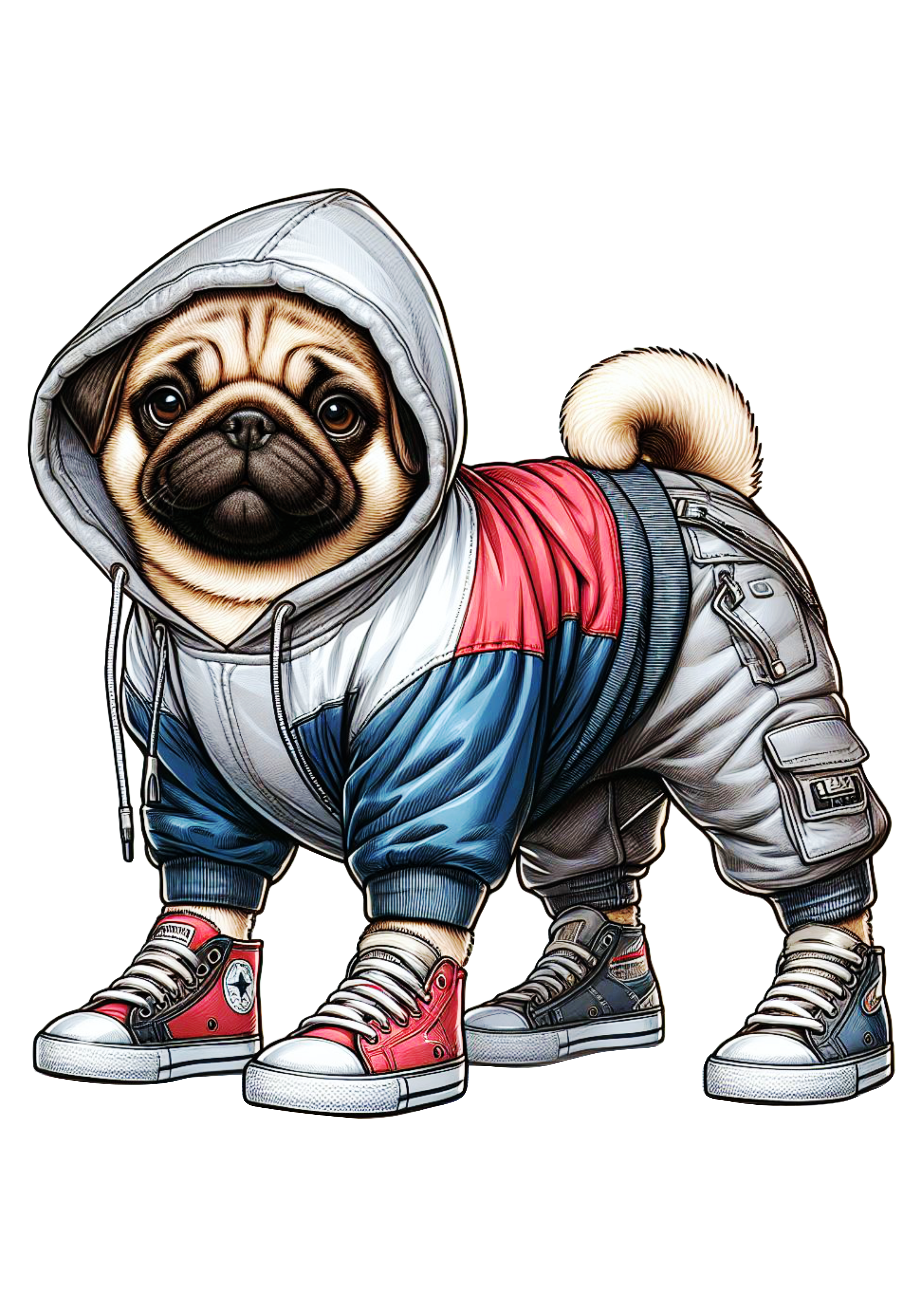 Cachorro raça Pug pet jaqueta tênis imagem png