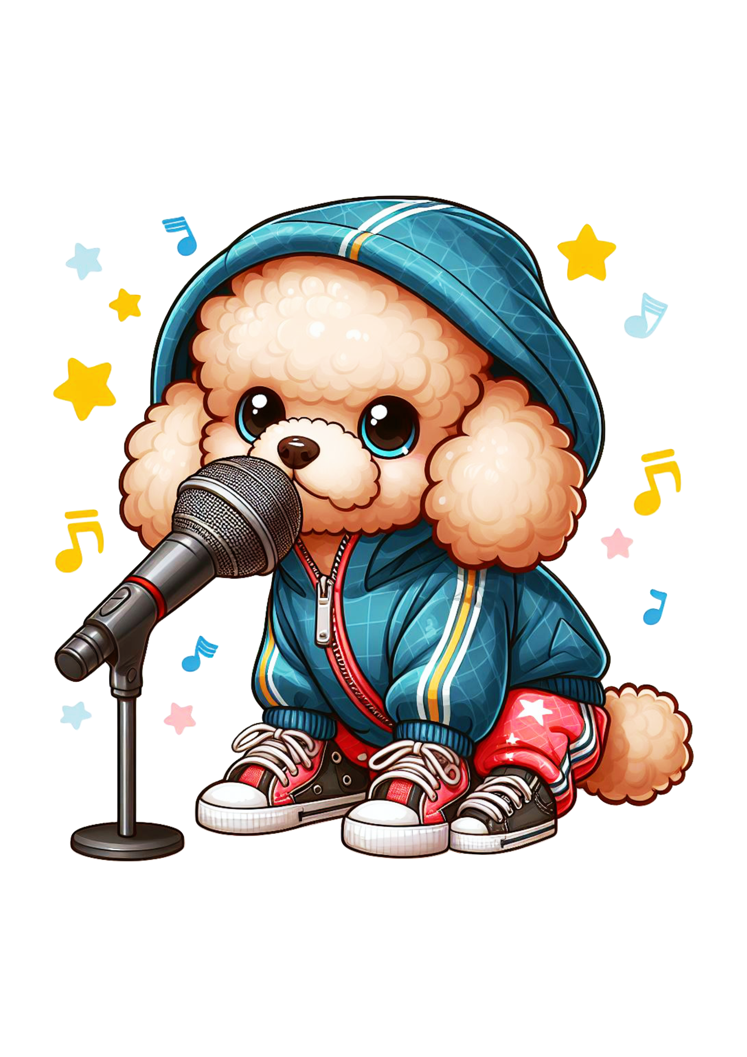 Cachorrinho poodle cantando rap png