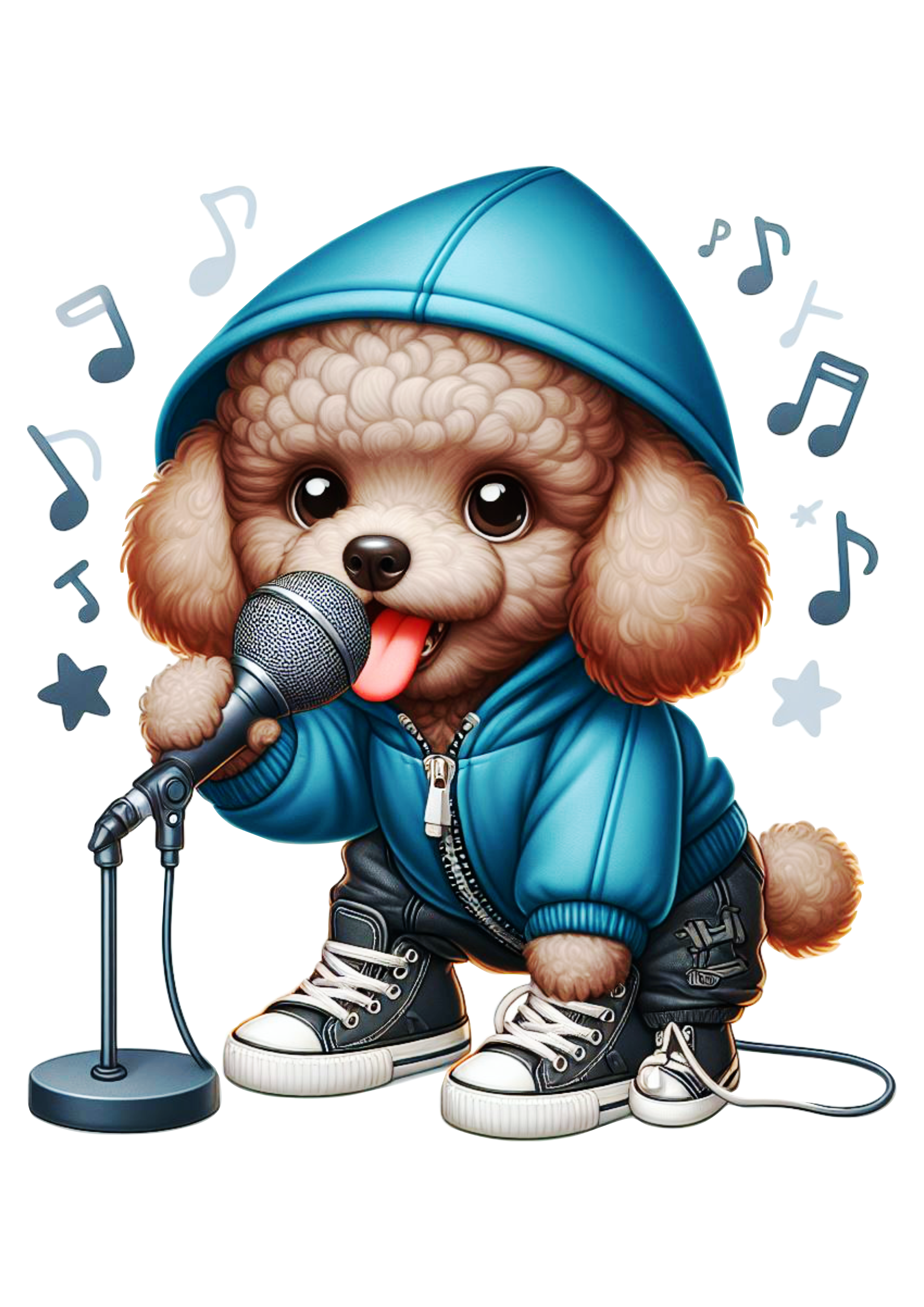 Cachorrinho poodle cantando rap desenho infantil pet png