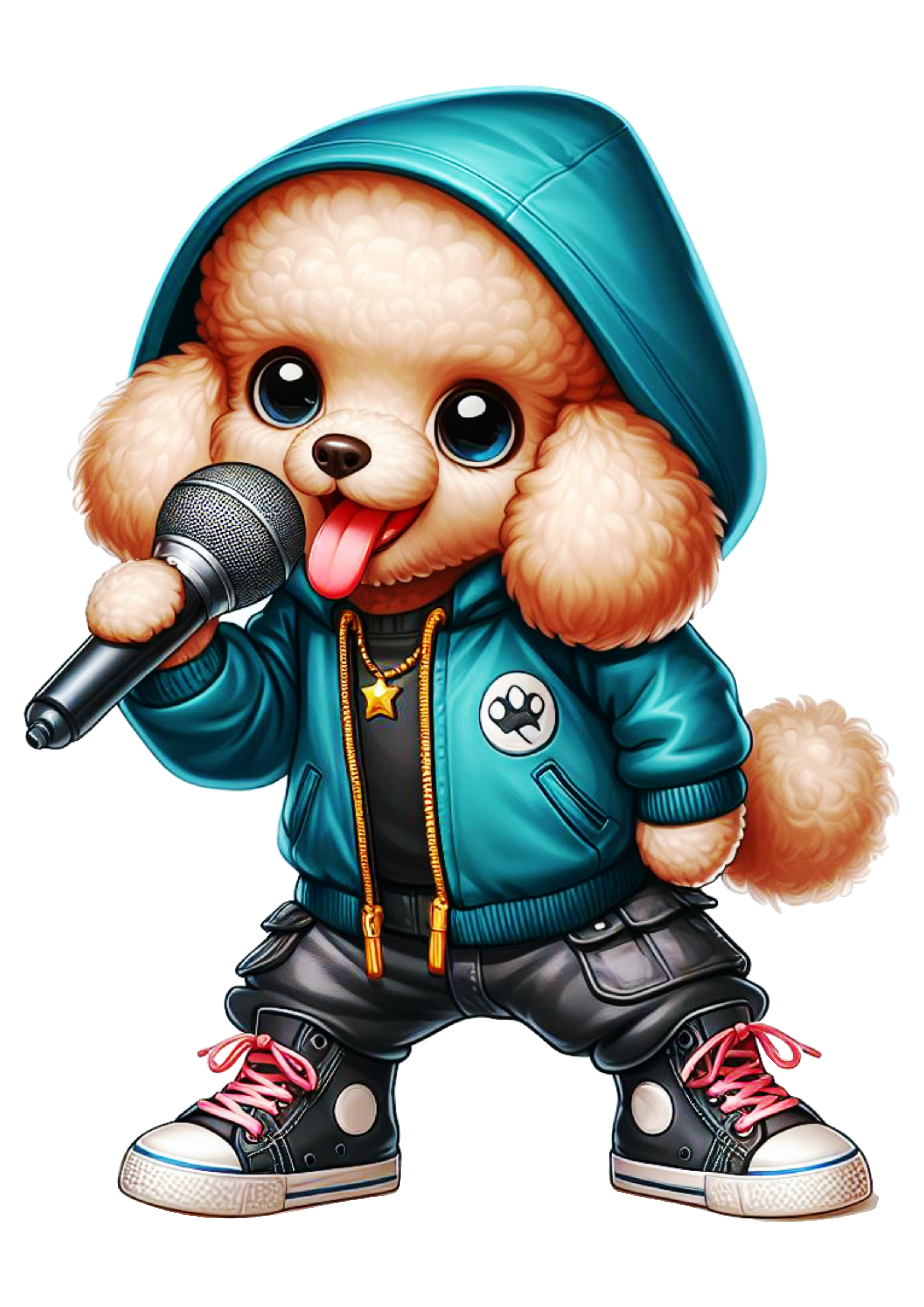 Cachorrinho poodle cantando rap desenho infantil pet fofinho png