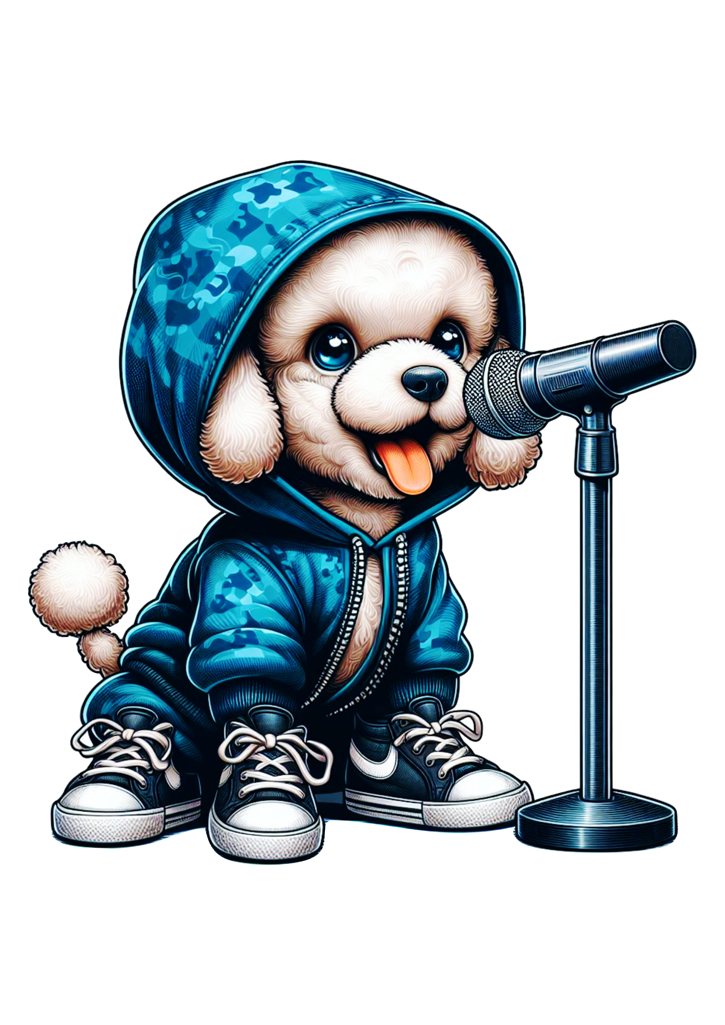 Cachorrinho poodle cantando rap desenho infantil pet fofinho moletom png