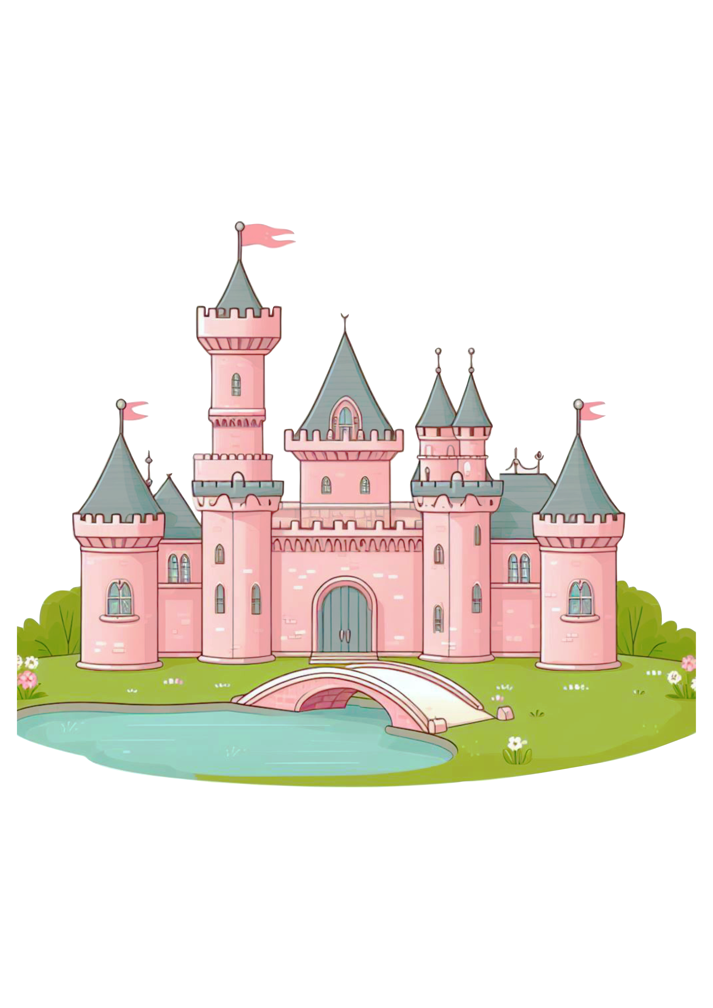 Castelo rosa desenho infantil png