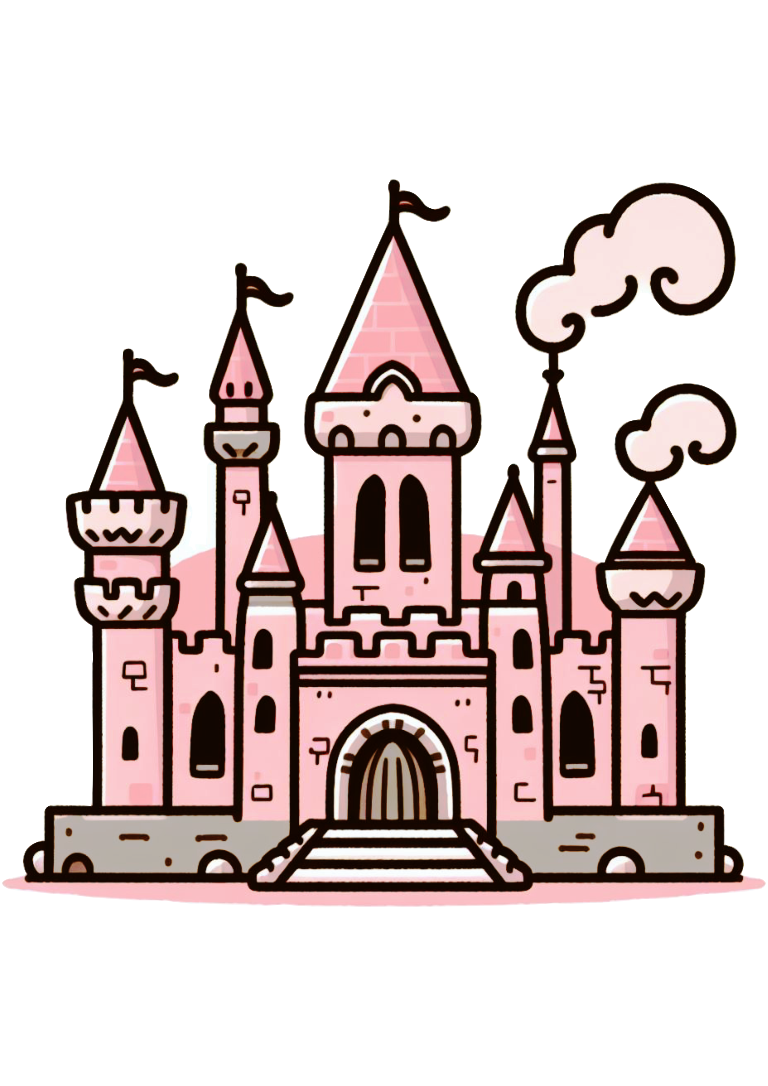 Castelo rosa desenho infantil princesas pack de imagens png