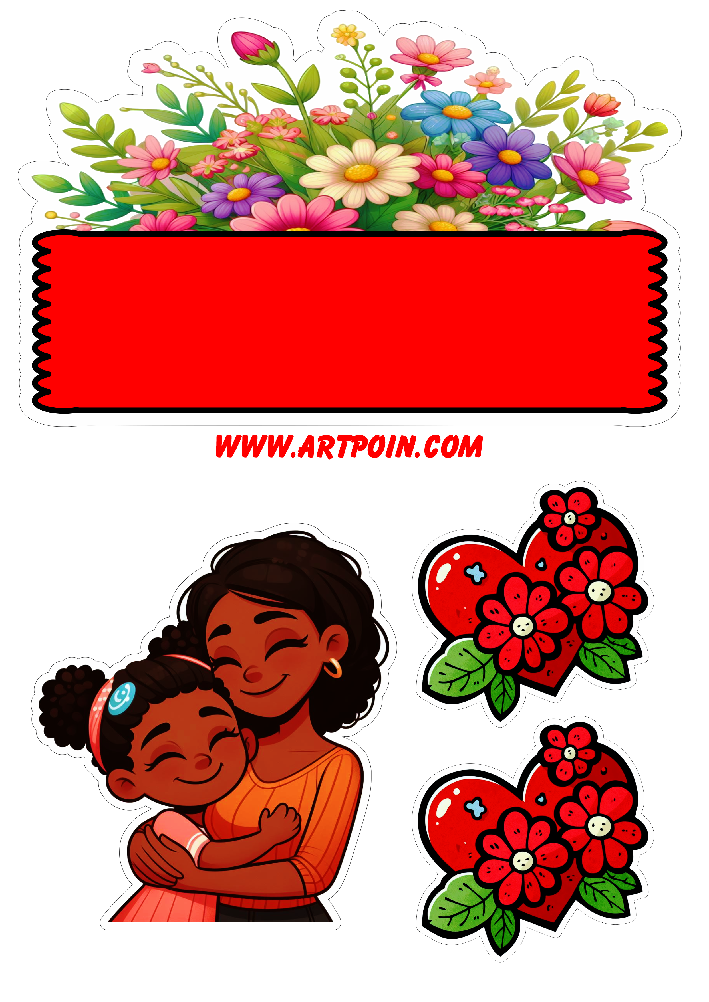 Dia das mães topo de bolo florido artigos personalizados para decoração png