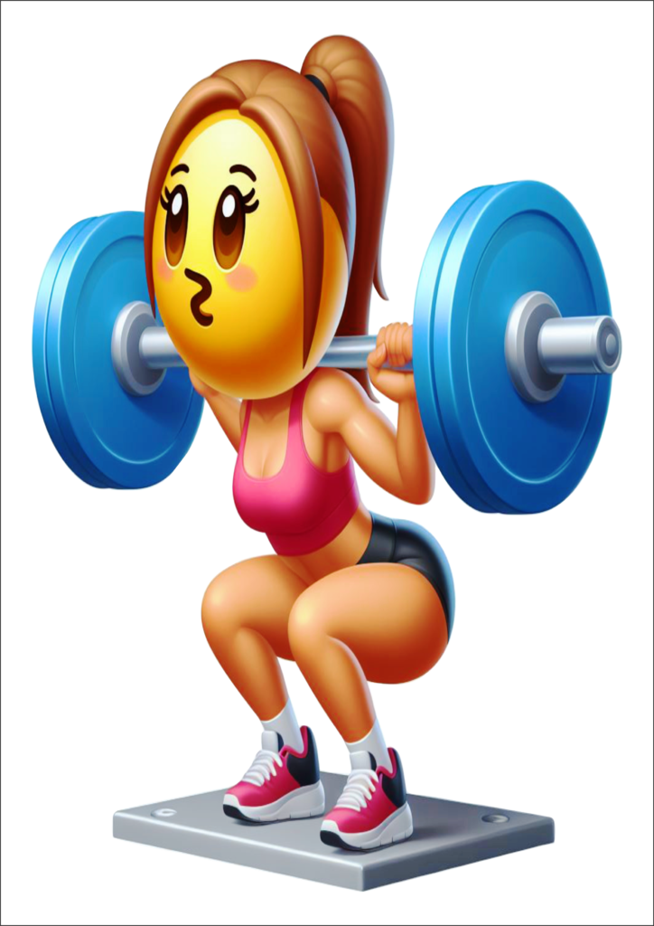 Mulher Fazendo Agachamento Emoji Treino Pesado Png 8419