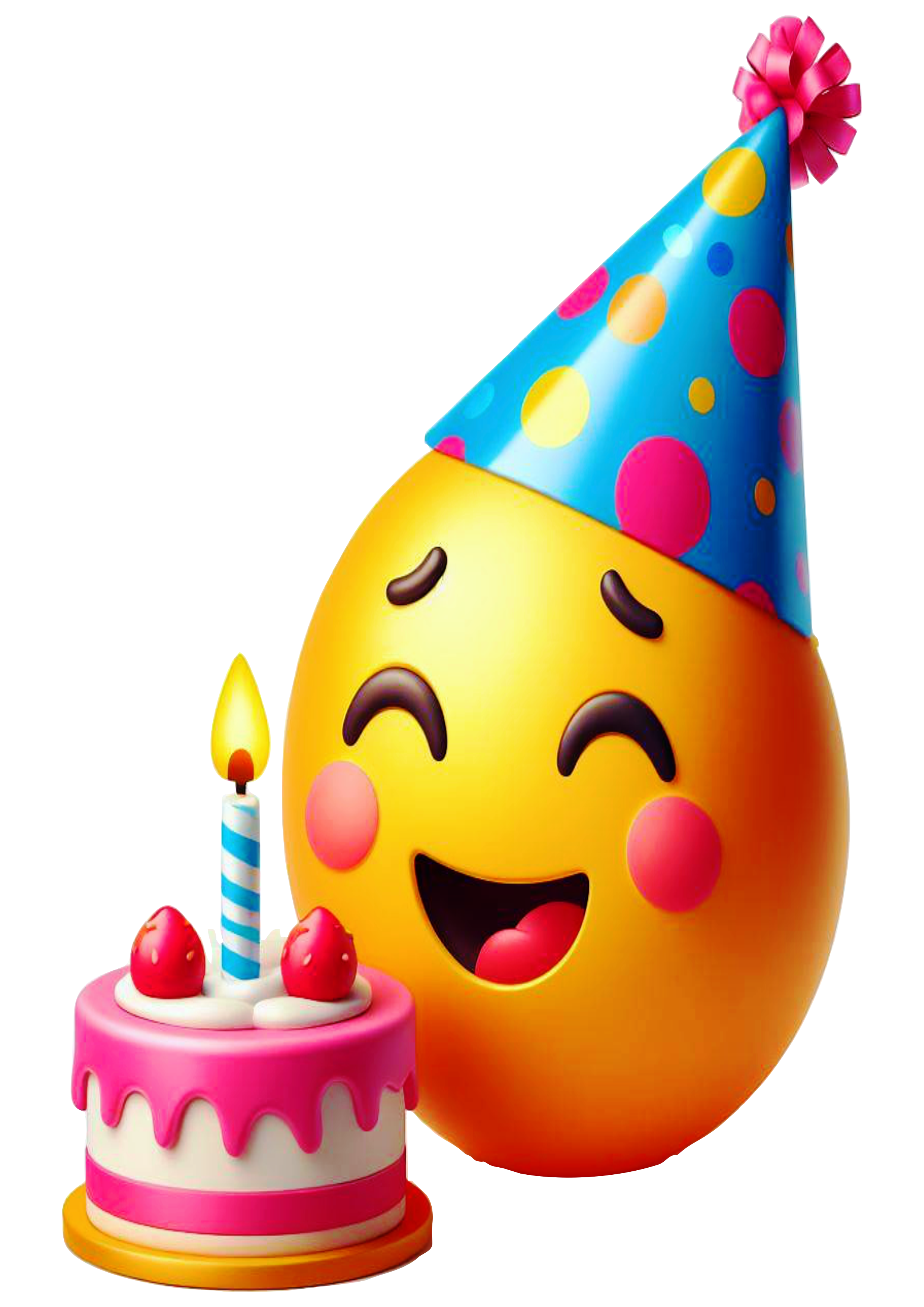 Feliz aniversário Emoji bolo parabéns figurinha engraçada whatsapp instagram facebook redes sociais png