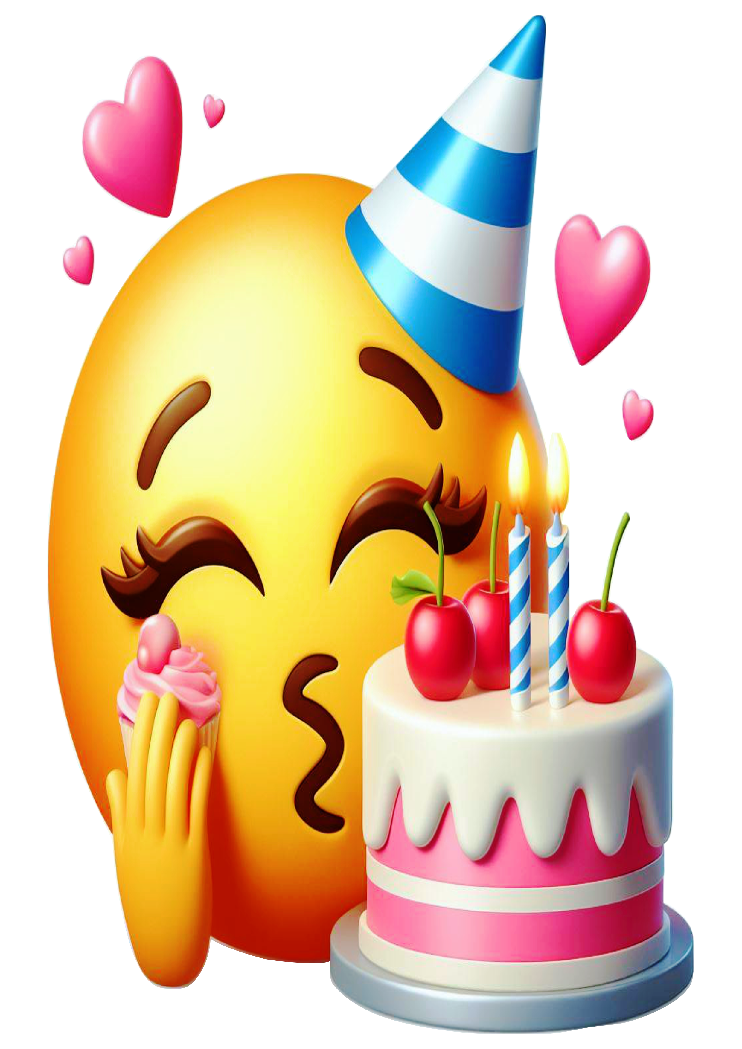 Feliz aniversário Emoji bolo parabéns figurinha engraçada whatsapp instagram facebook redes sociais artes gráficas png
