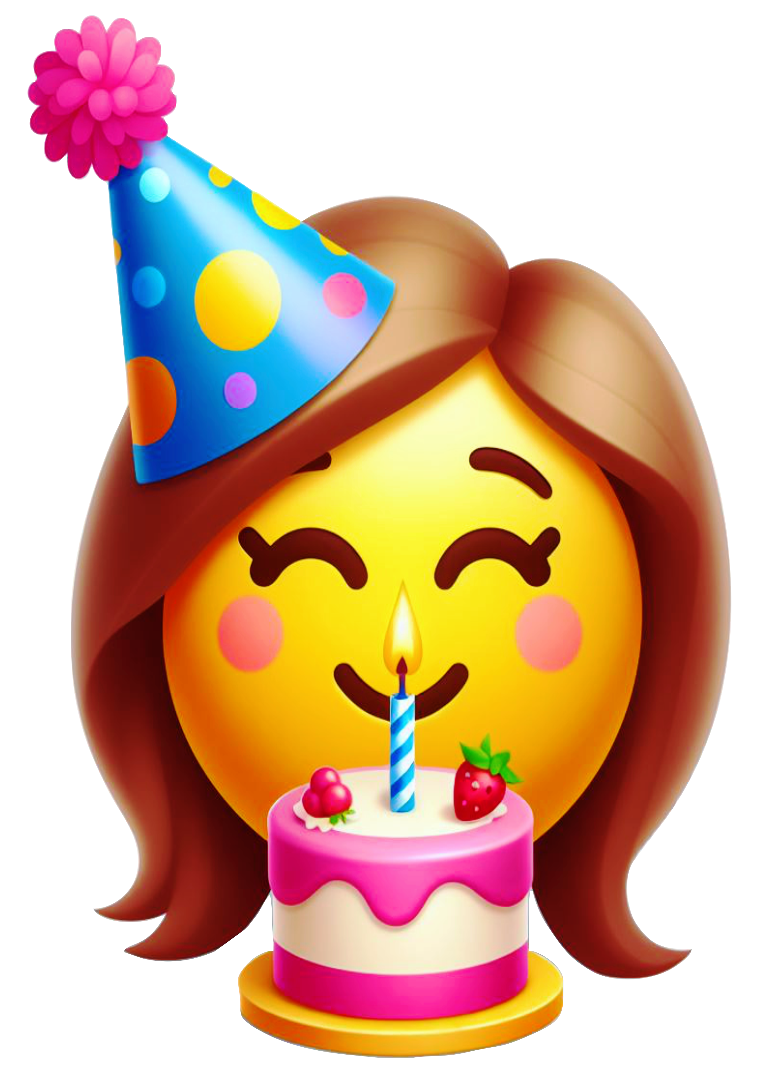 Feliz aniversário Emoji bolo parabéns figurinha engraçada whatsapp instagram facebook redes sociais artes gráficas vetor png