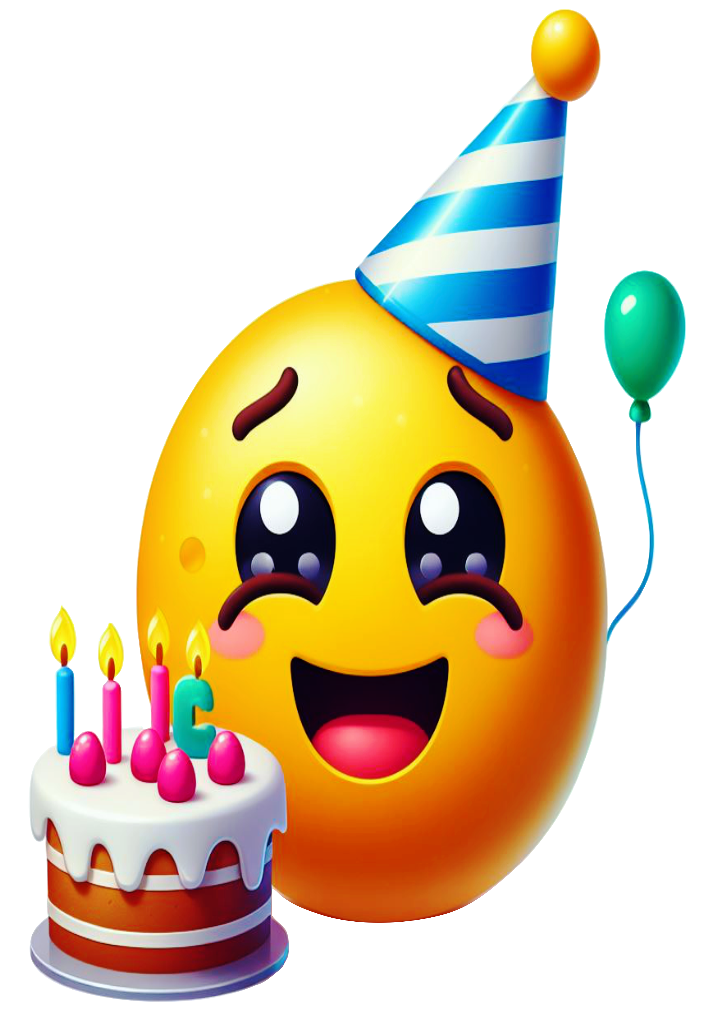 Feliz aniversário Emoji bolo parabéns figurinha engraçada whatsapp instagram facebook redes sociais artes gráficas ilustração png