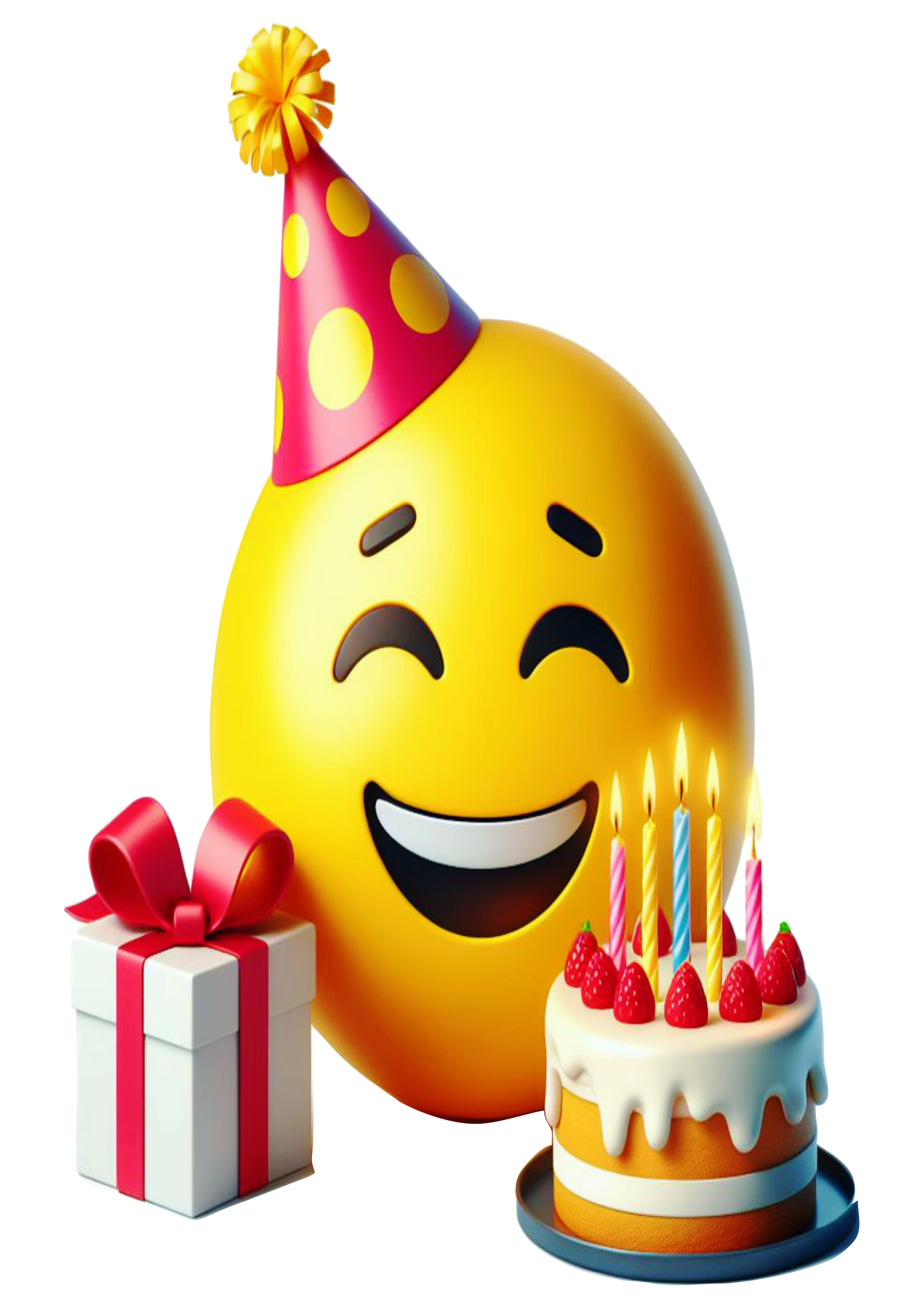 Emoji transparente aniversário comemoração festa bolo png