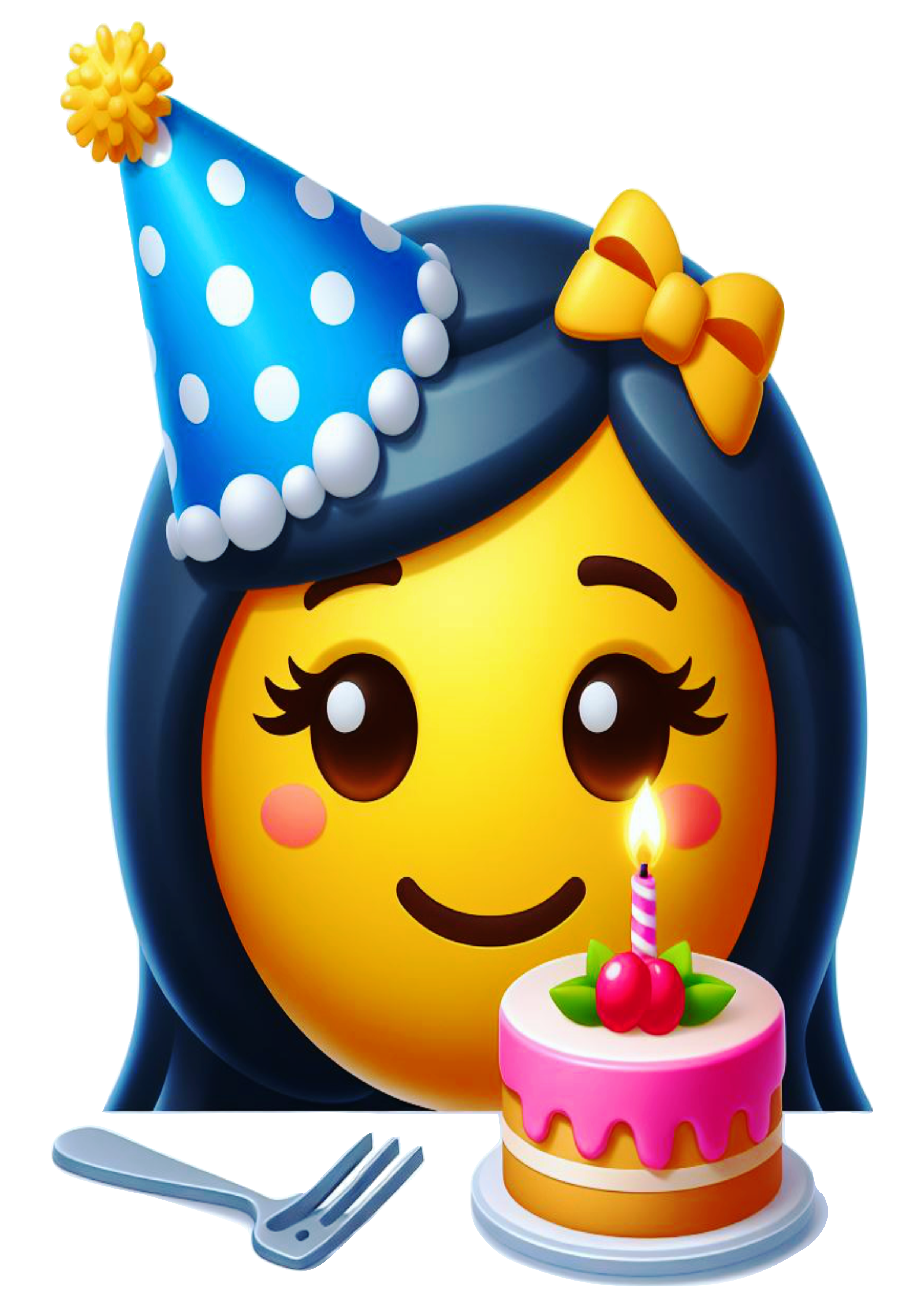 Emoji feminino transparente aniversário comemoração festa bolo pack de imagens ilustração png